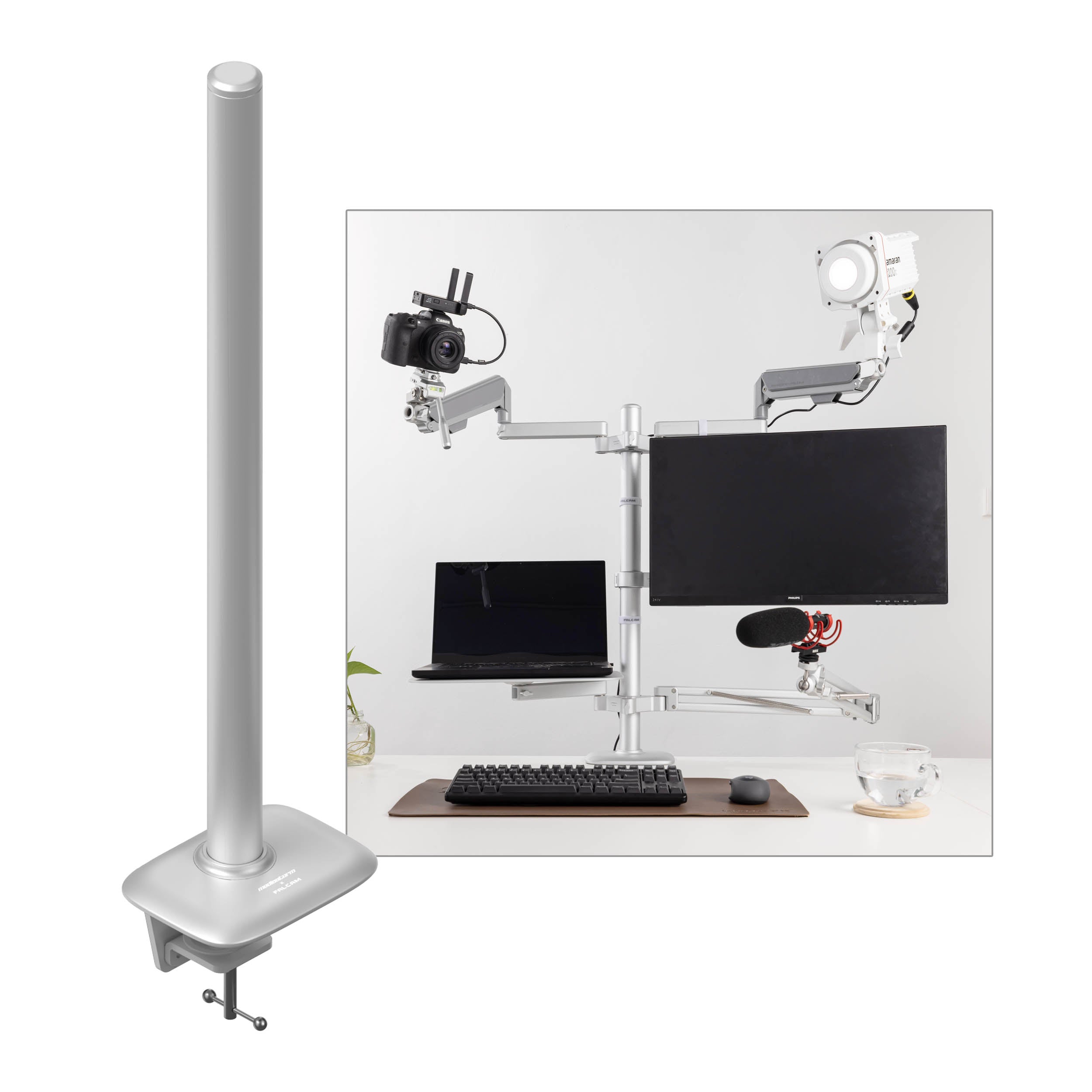 Geartree 2748 Heavy Duty Single Monitor Desk Mount - 40kg Capacity, Adjustable VESA Stand with Clamp for Home & Office Workspace Setup
