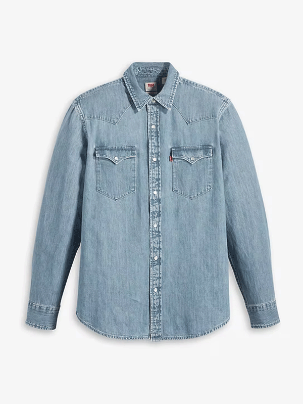 Levi's Men's Classic Western Standard Fit Shirt - Franklin Stonewash Denim Shirt for Casual Wear & Country Style Outfits