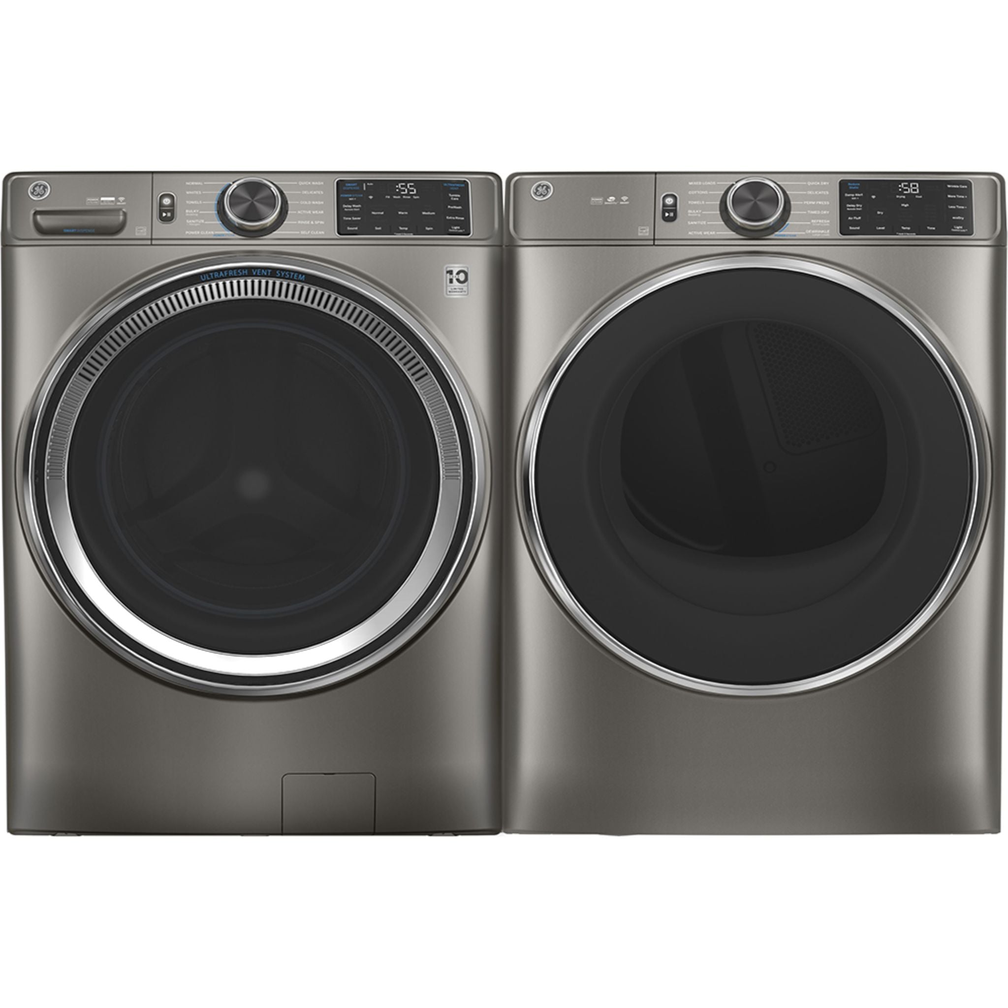 GE 7.8 cu. ft. Smart Electric Dryer with Built-In WiFi - Satin Nickel (GFD65ESMNSN) | Large Capacity for Family Laundry, Energy Efficient & Space Saving | Perfect for Homes, Apartments & Laundry Rooms