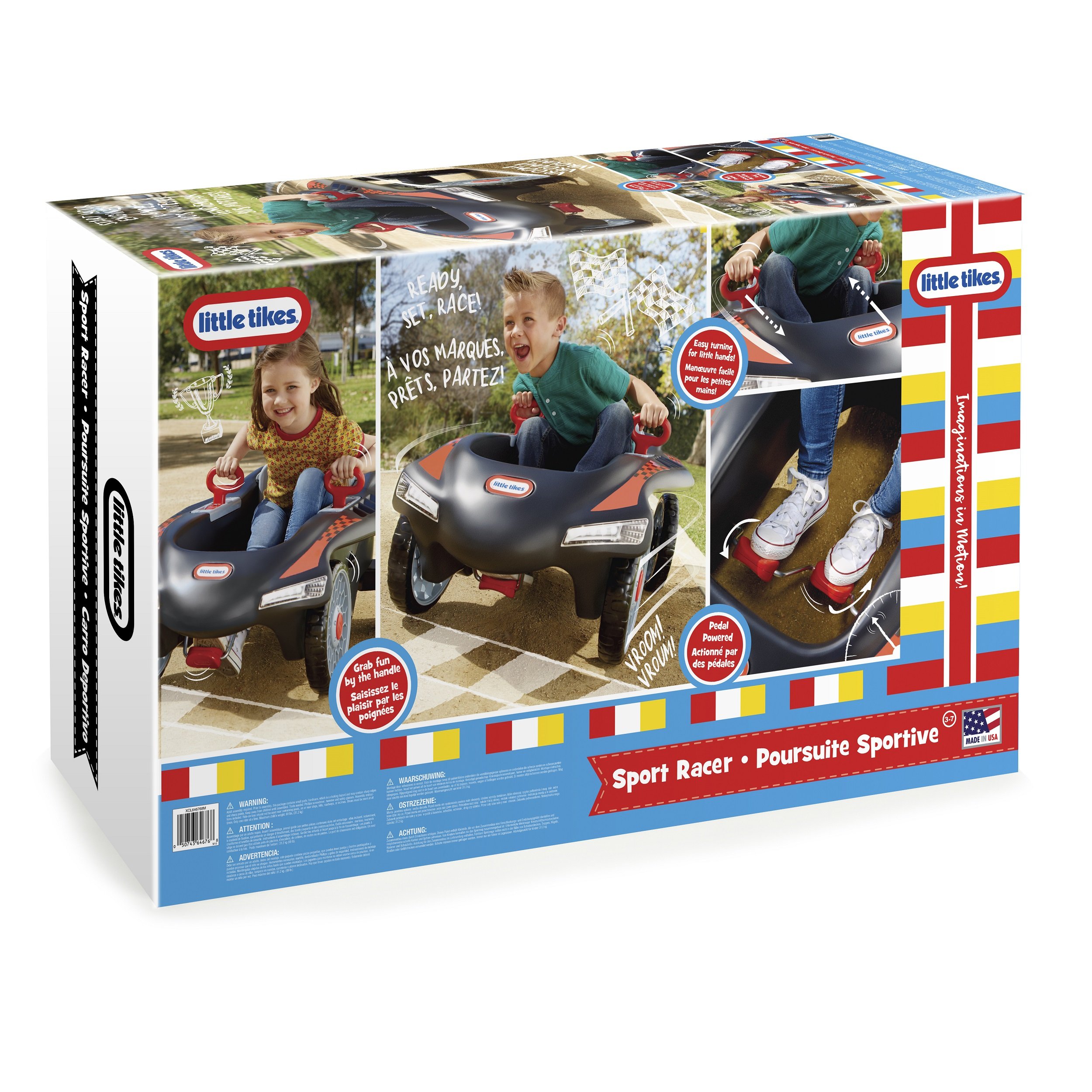 Little Tikes Jett Car Racer Black - Adjustable Seat Ride On Toy with Steering Wheel for Kids 3-10 Years | Dual Handle Rear Wheel Control, Fun Push Car for Boys & Girls | Perfect Birthday Gift & Outdoor Play Toy for Toddlers