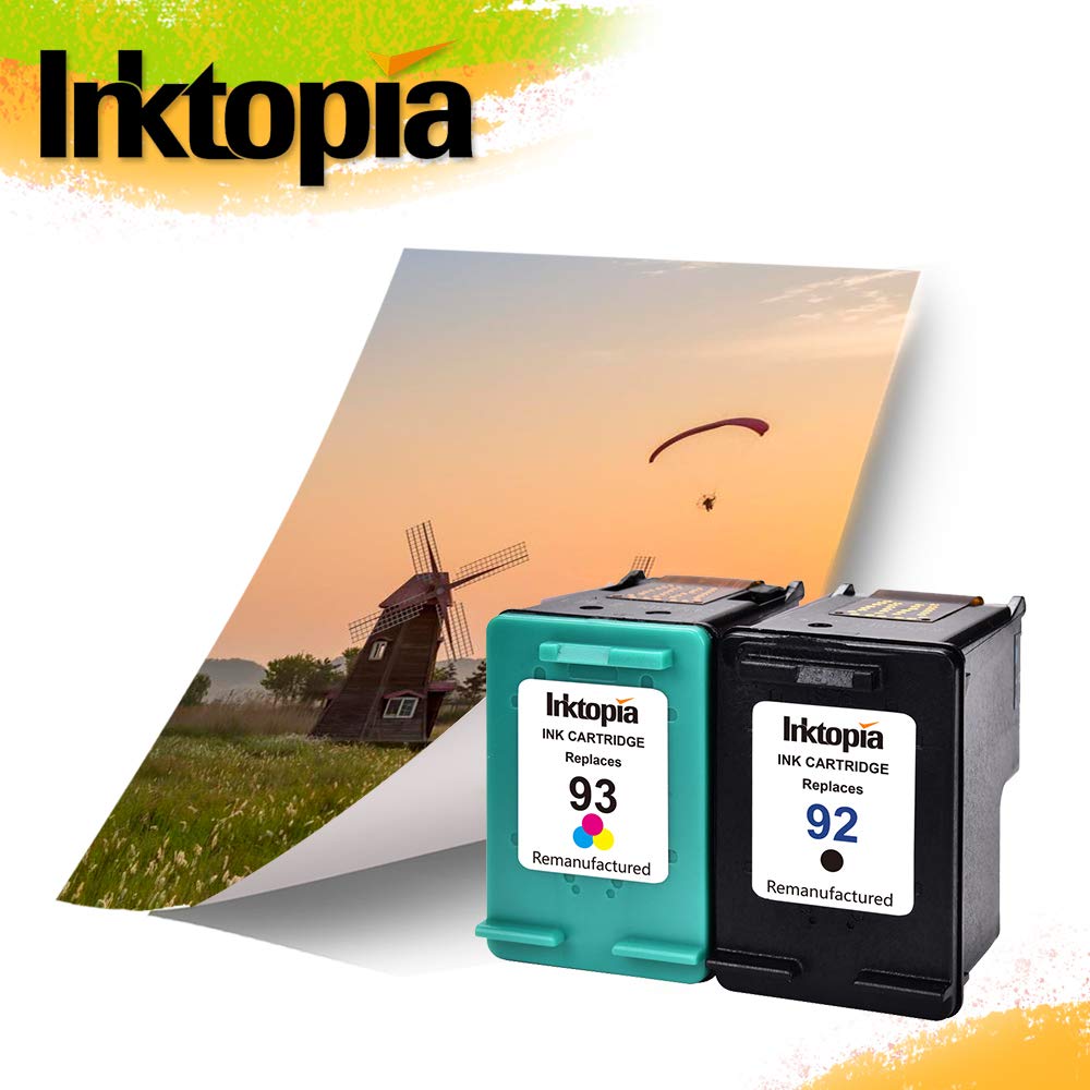 Remanufactured Ink Cartridges for HP 92 & 93 (C9513FN, C9362WN, C9361WN) - 2 Pack (1 Black + 1 Tri-Color) - Compatible with HP Photosmart 7850, C3150, C3180, Deskjet 5420, 5440, PSC 1510, 2525 Printers - High-Quality Replacement Ink for Home & Office Printing