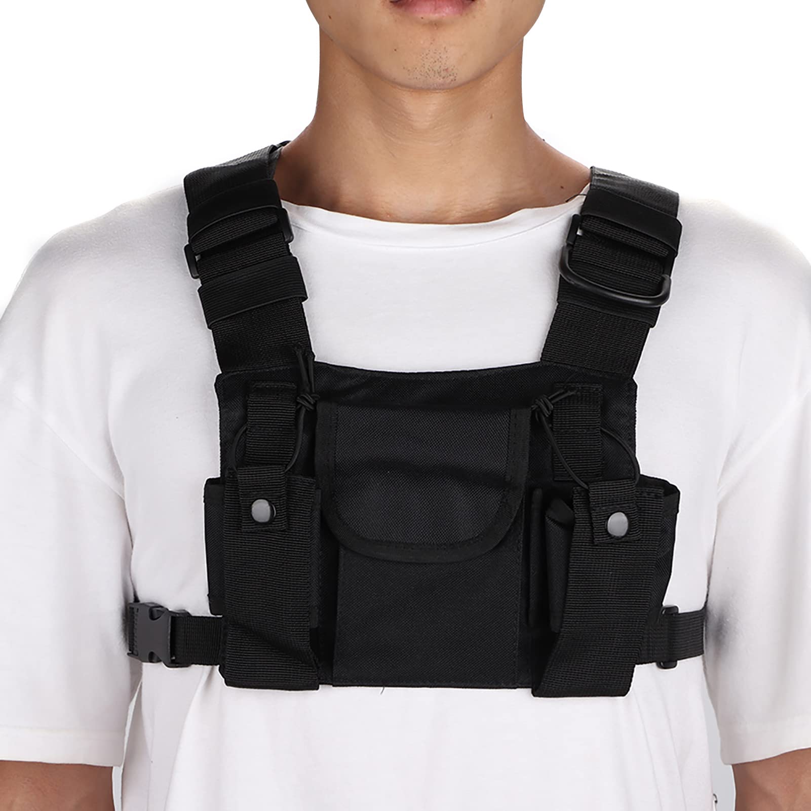 Military-Grade Tactical Radio Holster - Universal Chest Pouch for Walkie Talkies, Durable Firefighter Gear with Harness - Perfect for Workshops, Construction Sites & Emergency Response Teams