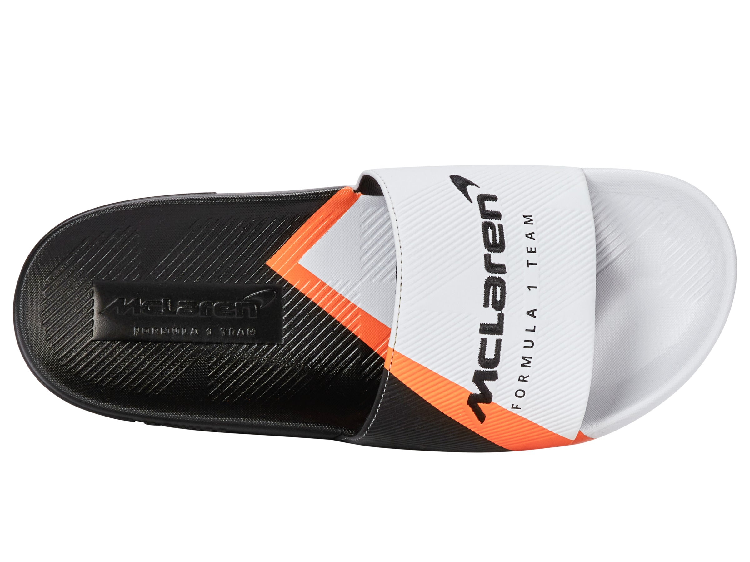 McLaren F1 Team Slide Sandals - White/Black/Papaya | Comfortable Men's & Women's Slides | Perfect for Poolside, Beach & Casual Wear