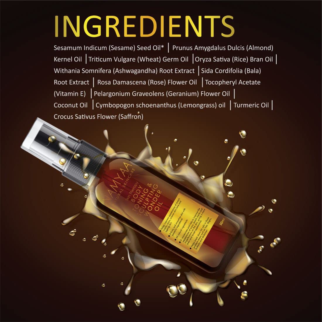 Namyaa Natural Science Body Toning & Sculpting Wonder Oil - Reduces Scars, Stretch Marks & Signs of Aging | Improves Skin Tone, Firms & Nourishes | 50 ml | Perfect for Post-Pregnancy, Weight Loss & Daily Skincare Routine
