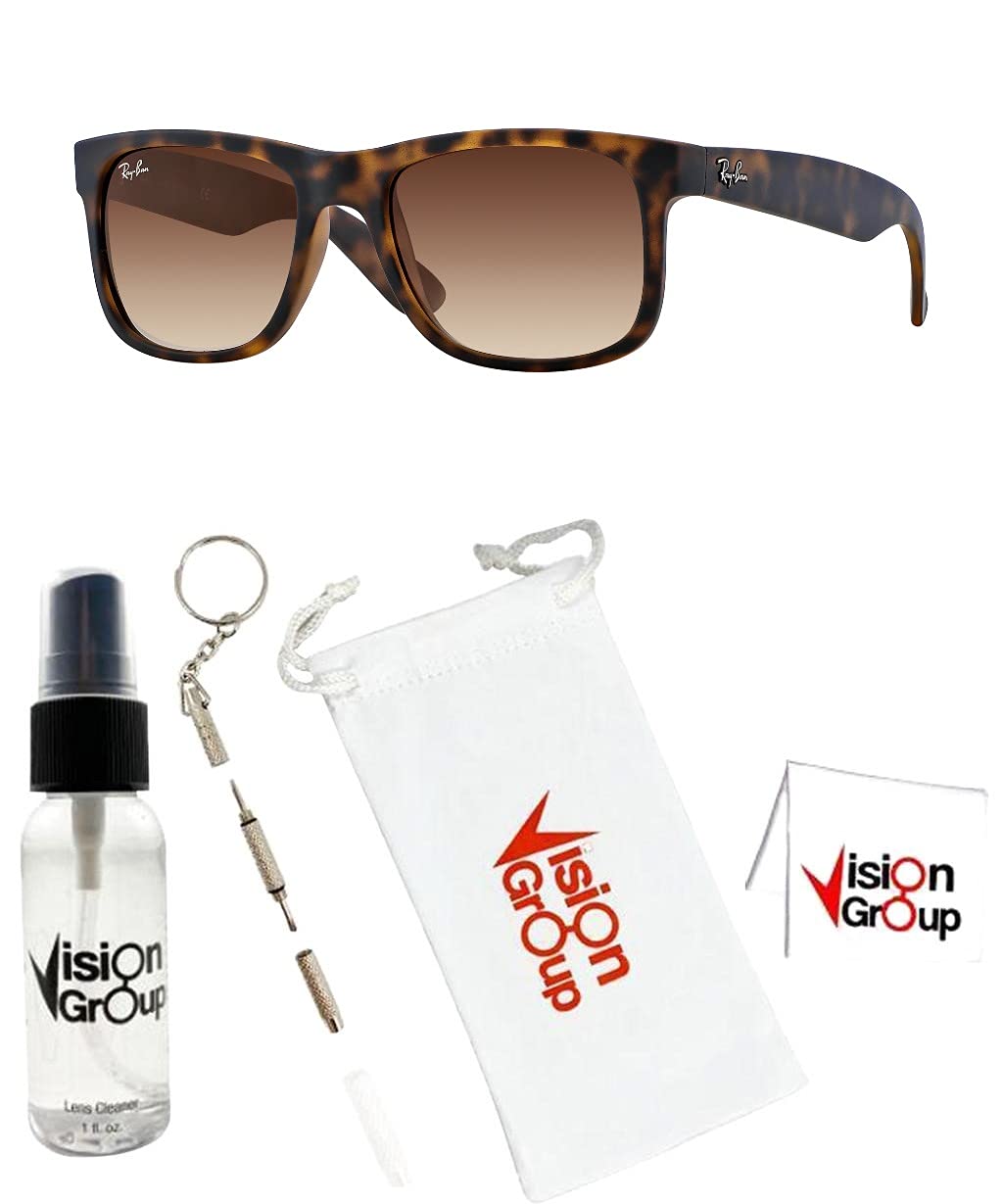 Ray-Ban RB4165 Justin Polarized Sunglasses with UV Protection - Classic Aviator Style for Men & Women - Includes Vision Group Accessories Bundle | Perfect for Driving, Outdoor Sports & Fashion Statement