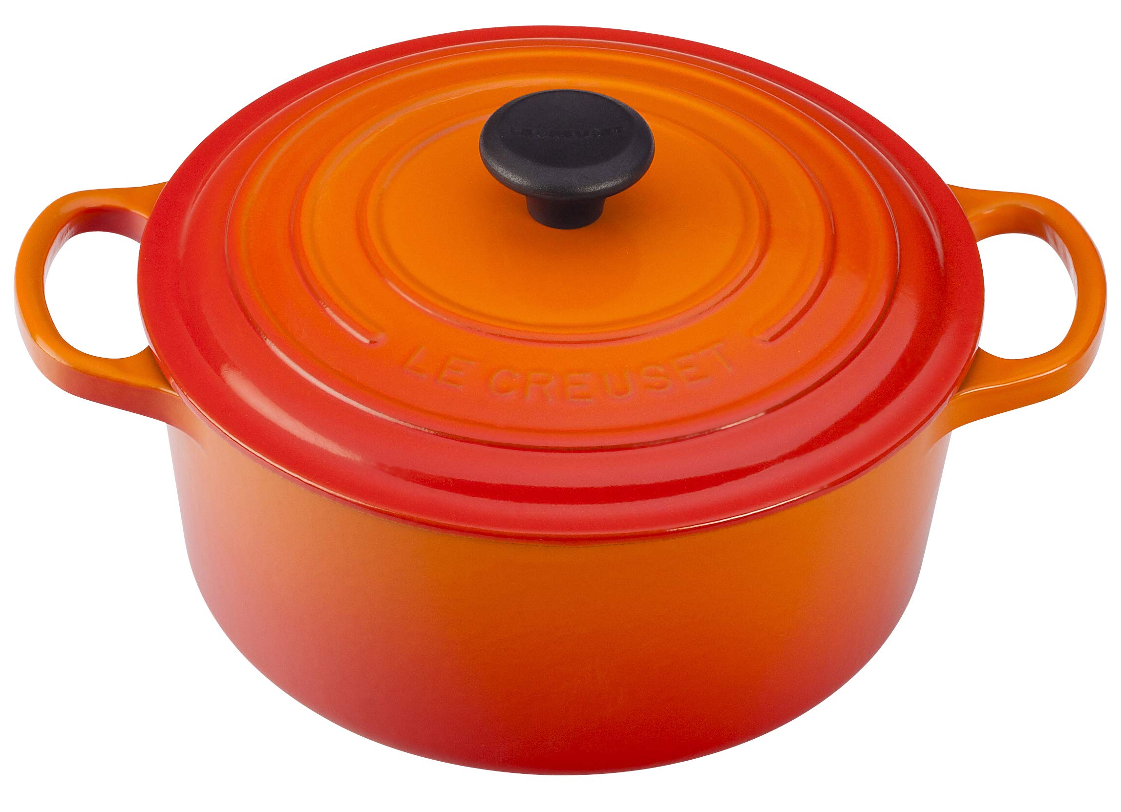 Le Creuset Signature Enameled Cast Iron Dutch Oven 3.5 Quart Round Pot - Flame Color for Braising, Roasting & Baking - Perfect for Soups, Stews & Bread Making