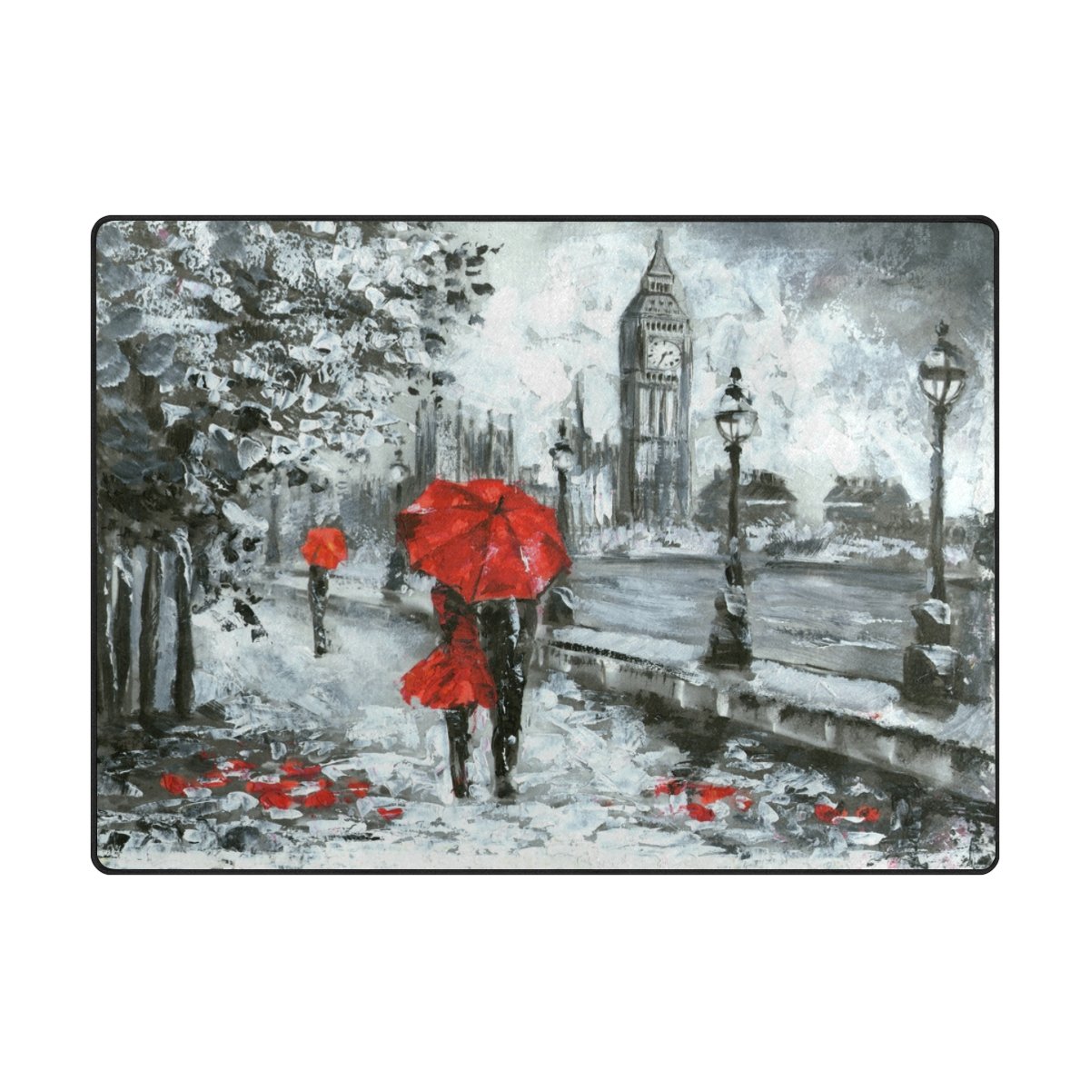 Vintage Big Ben Kids Area Rug - Non-Slip Learning Carpet for Playroom, Nursery, Bedroom & Living Room - 5'3