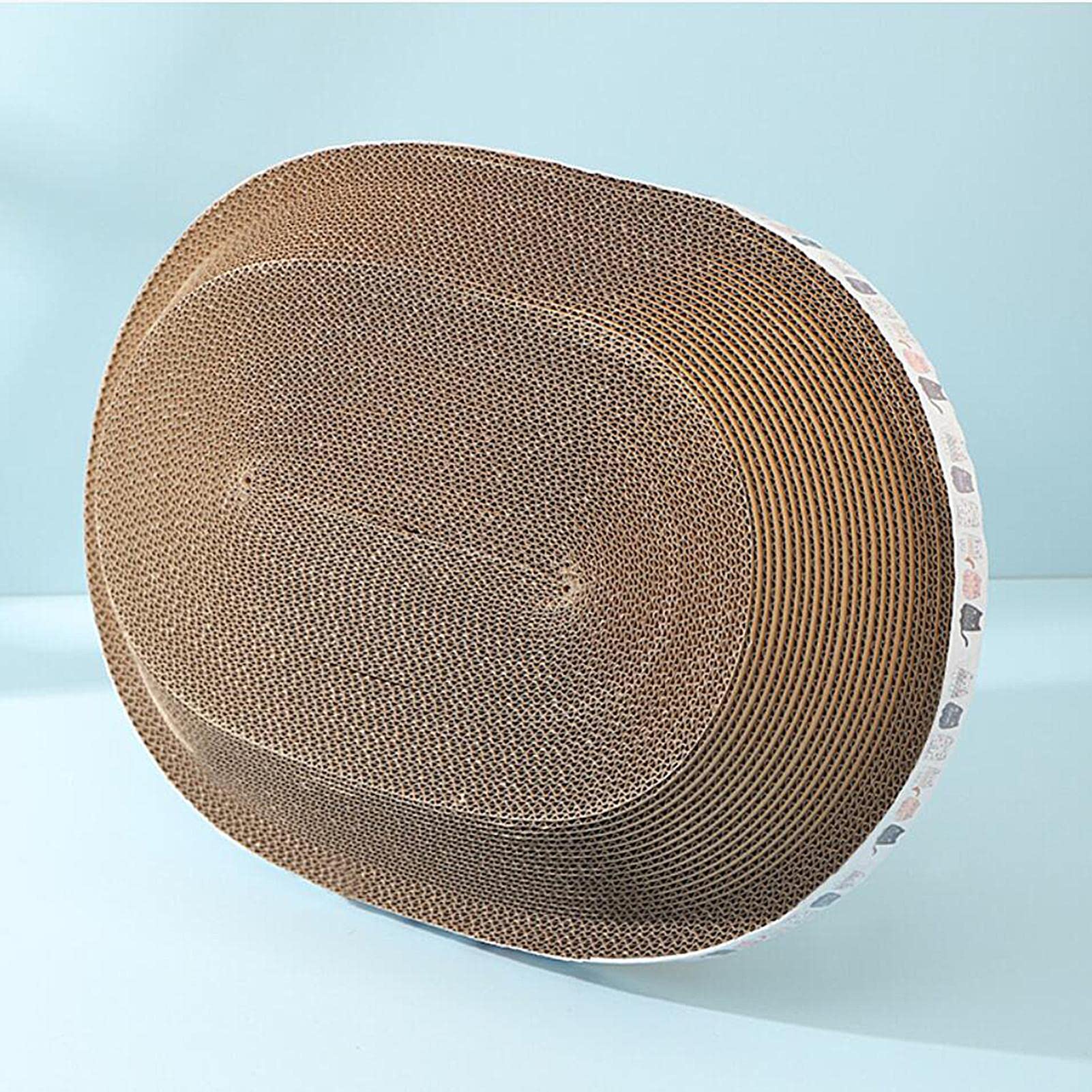 Premium Cat Scratcher Bed - Durable Oval Corrugated Cardboard Scratching Lounge for Cats | Reversible Furniture Protector for Couch & Floor | Eco-Friendly Pet Scratching Pad for Play & Relaxation