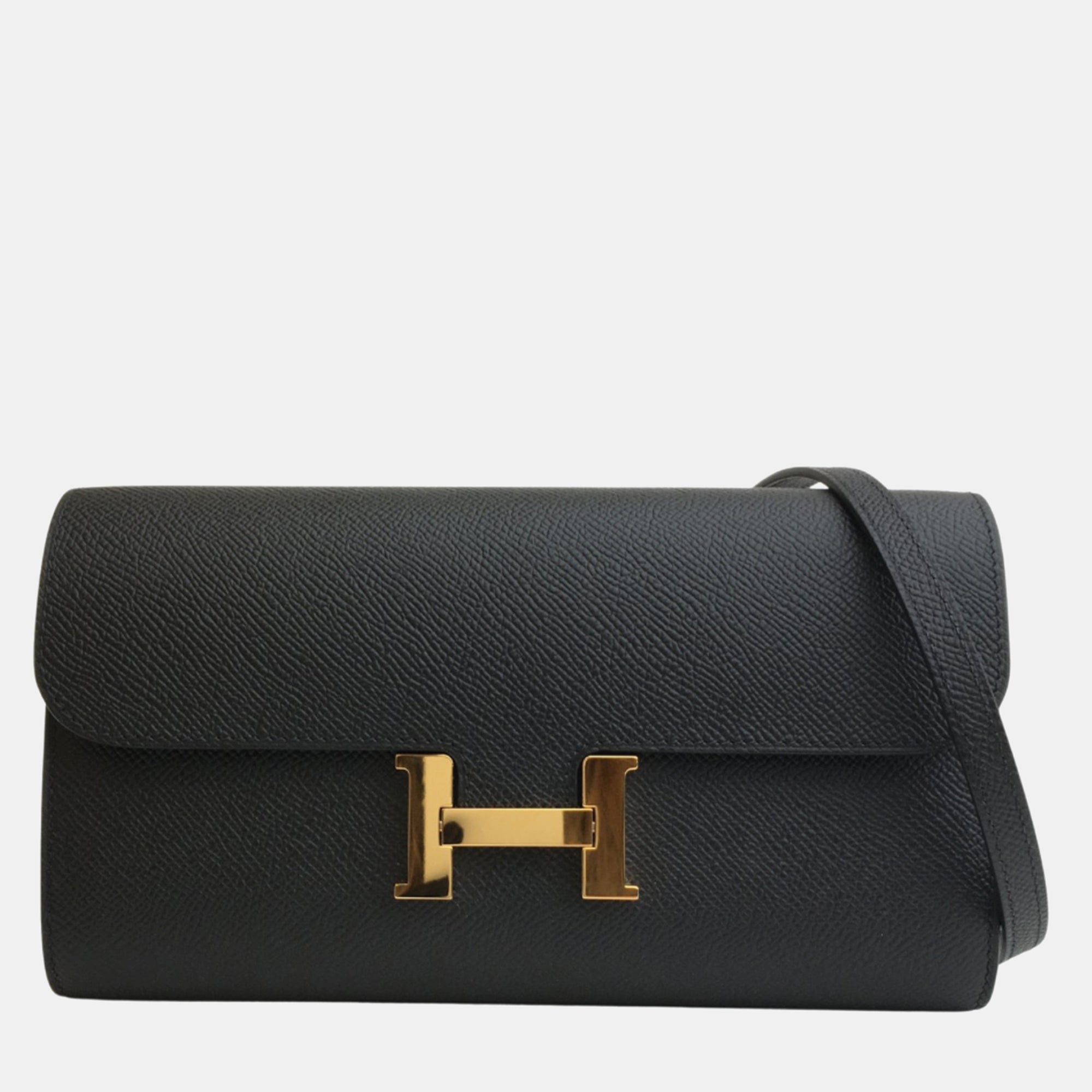 Black Epsom Leather Constance To Go Wallet - Compact Luxury Crossbody Bag for Women | Perfect for Travel, Shopping & Everyday Use