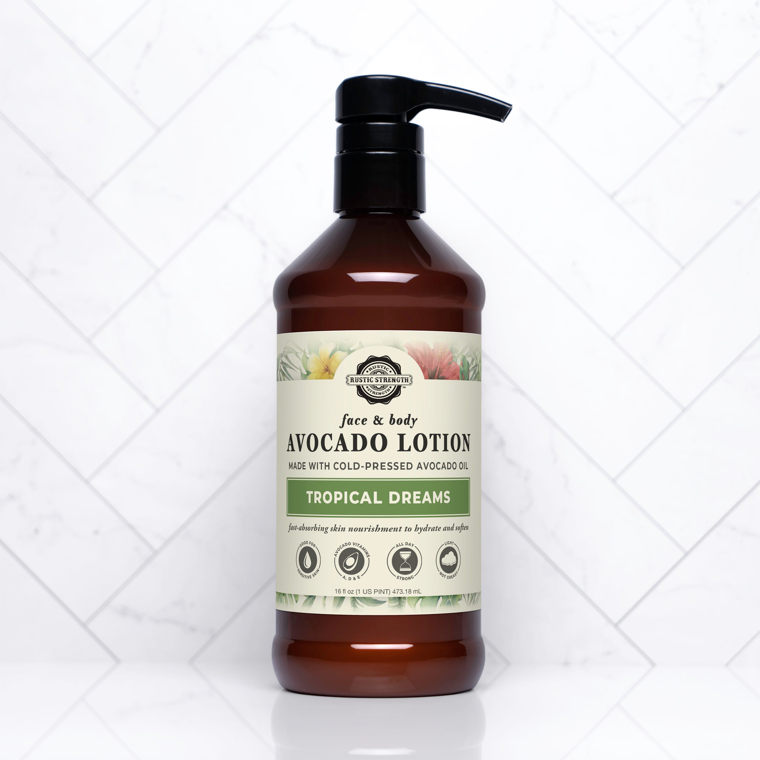 Organic Avocado Body Lotion for Dry Skin - Hydrating & Nourishing Moisturizer with Natural Oils | Tropical Scented | Perfect for Daily Use, After Shower & Spa Days