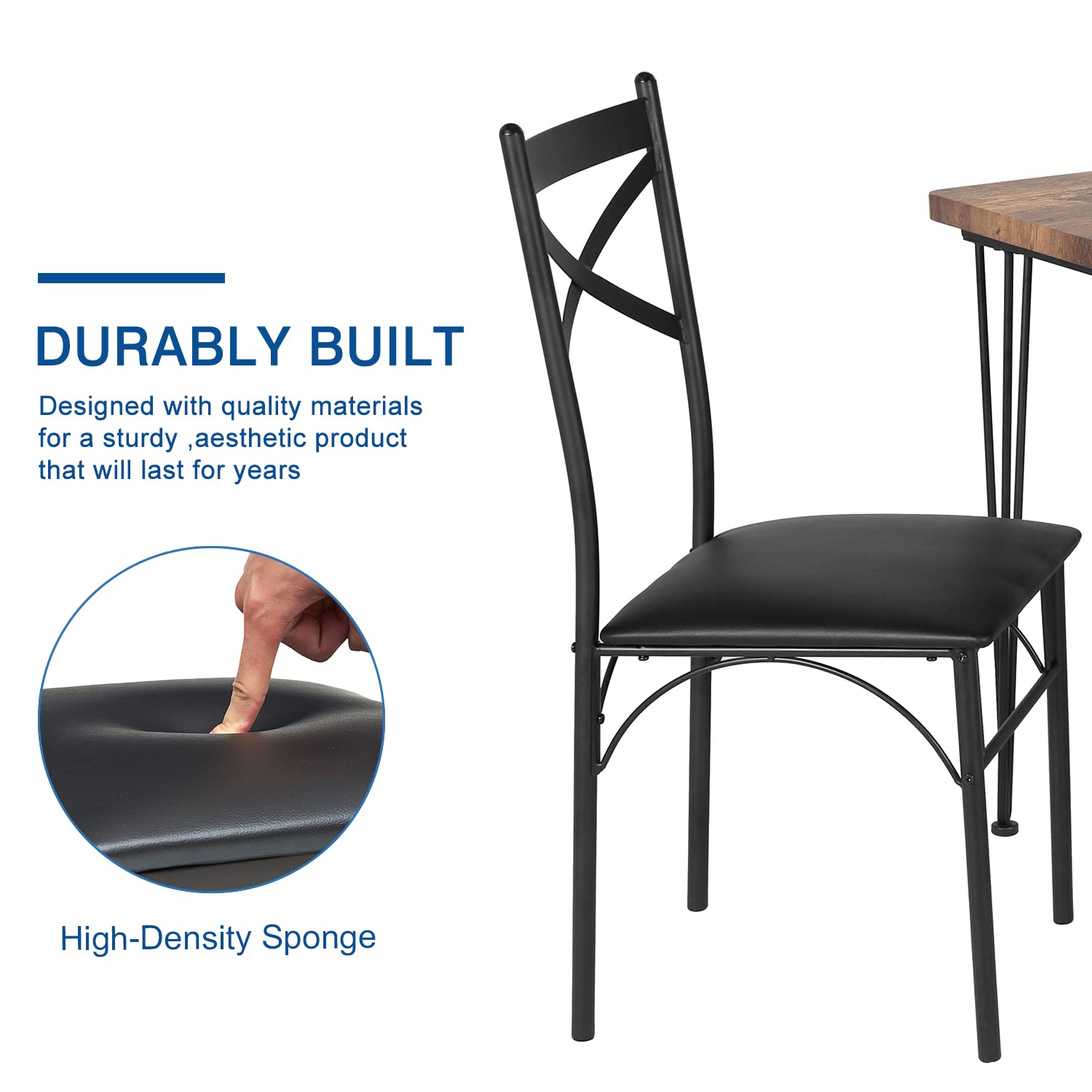 VECELO 3-Piece Small Space Dining Table Set with PU Cushion Chairs, Classic Brown - Perfect for Breakfast Nooks, Studio Apartments & Cozy Kitchenettes (Seats 2)
