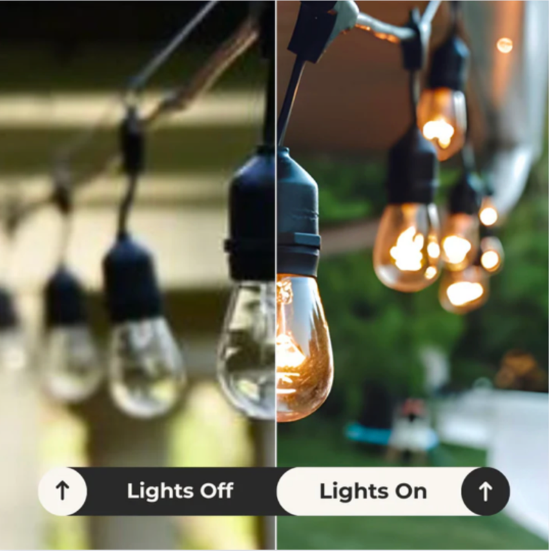 15m Solar Powered Outdoor String Lights - 48 Ft Weatherproof Hanging Edison Bulbs for Backyard, Garden & Patio - Commercial Grade LED Fairy Lights Perfect for Weddings, Parties & Bistro Ambience