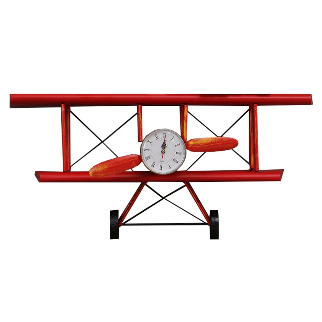 Floating Shelves Wall Mounted - Industrial Retro Style Aircraft Shaped Shelf with Clock for Kids Room, Living Room & Bedroom Storage | Space-Saving Display Rack for Books, Toys & Decor