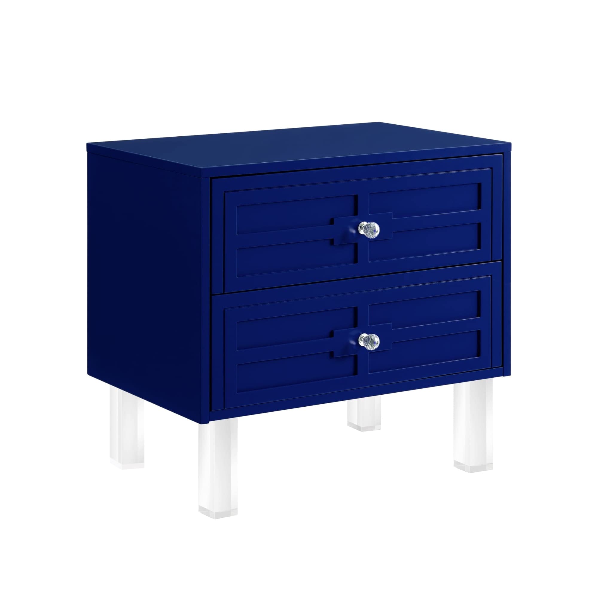 Giorgio Lucite Leg Side Table - Navy Accent Table & Nightstand for Living Room, Bedroom & Office | Modern Home Decor