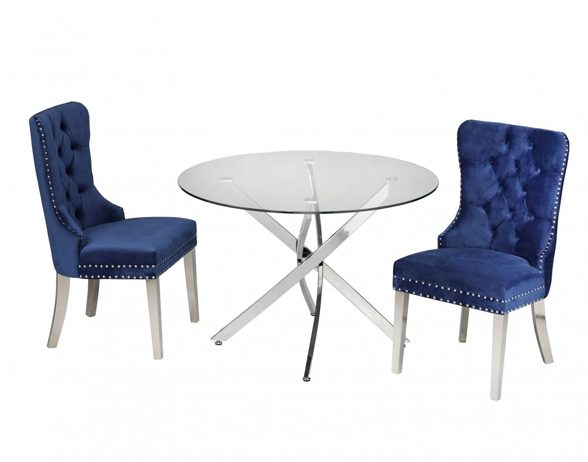 3 Piece Dining Set - Modern Blue Kitchen Table & Chairs for Small Spaces | Perfect for Apartments, Breakfast Nooks & Cozy Dining Areas