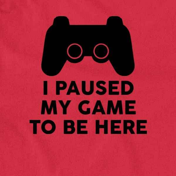 Pop Threads 'I Paused My Game to Be Here' PS Controller Gamer Long Sleeve T-Shirt for Men & Women - Comfortable Gaming Tee for Casual Wear, Parties & Video Game Enthusiasts