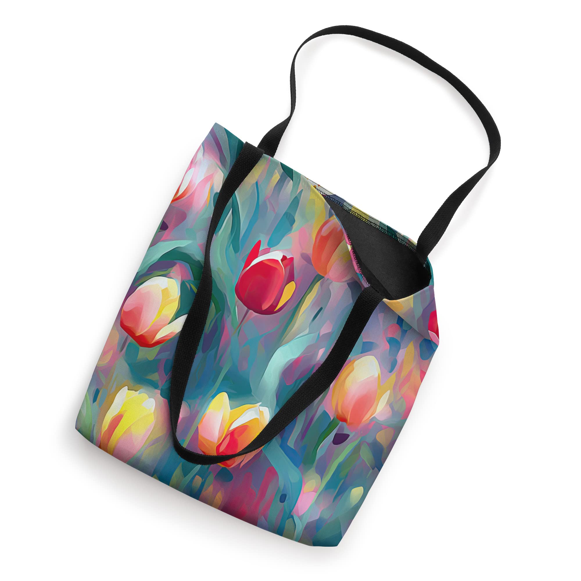 Impressionist Tulips Canvas Tote Bag - Stylish & Durable Reusable Shopping Bag for Groceries, Beach, Work & Travel