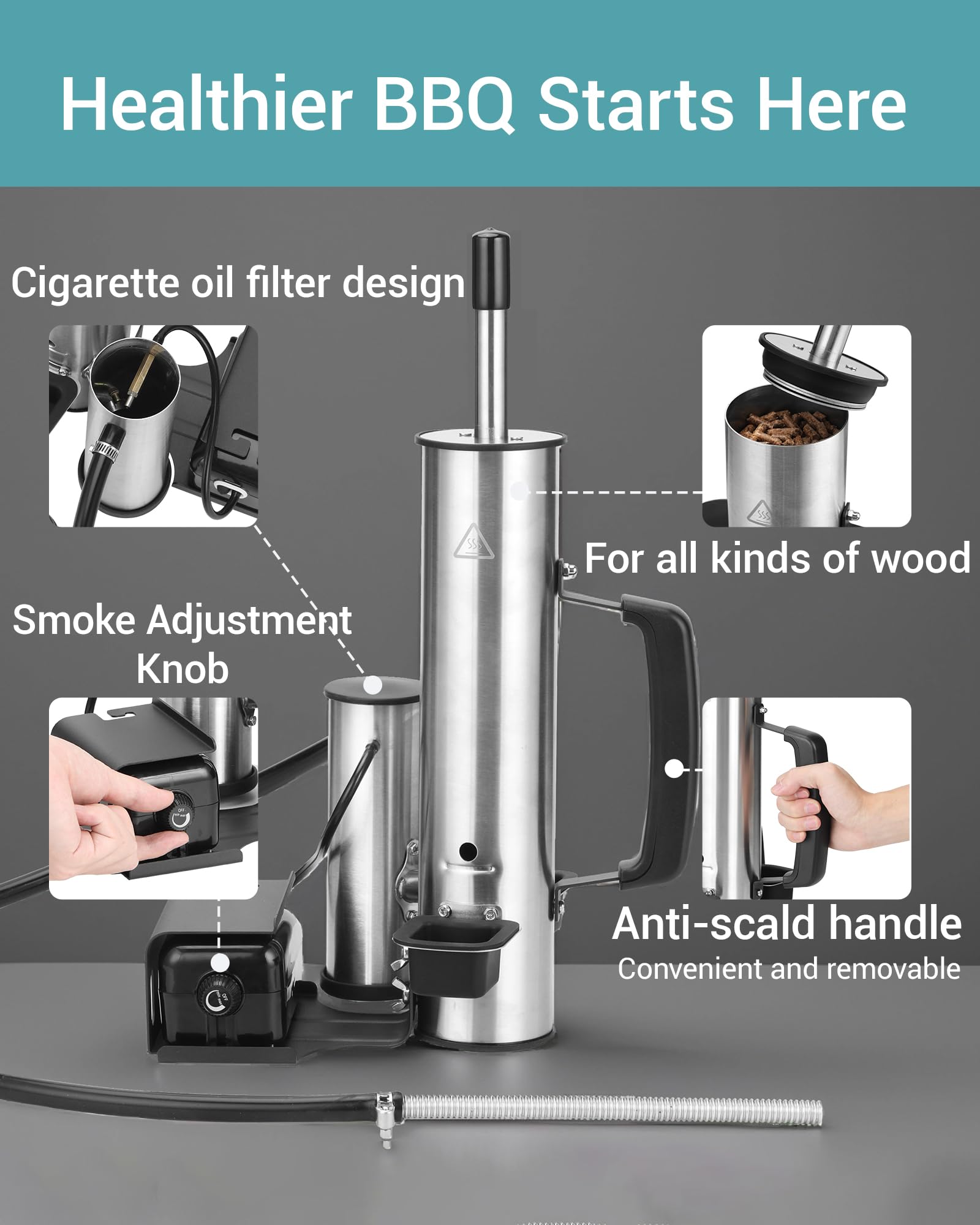 Premium Smoke Generator for Cheese & Meat - Cold & Hot Smoking Tube for Pellet Smokers, Grills & Blackstone Griddles - Portable Outdoor Smoker Box with Air Pump - Perfect for Camping, Backyard BBQs & Tailgating Parties