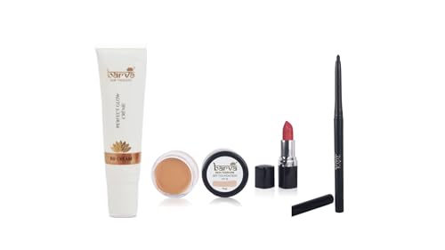 Barva Complete Makeup Kit with Ghee-Enriched BB Cream 10ml, Kajal, Beige Foundation & Burgundy Lipstick - Natural Beauty Essentials for Daily Makeup & Special Occasions