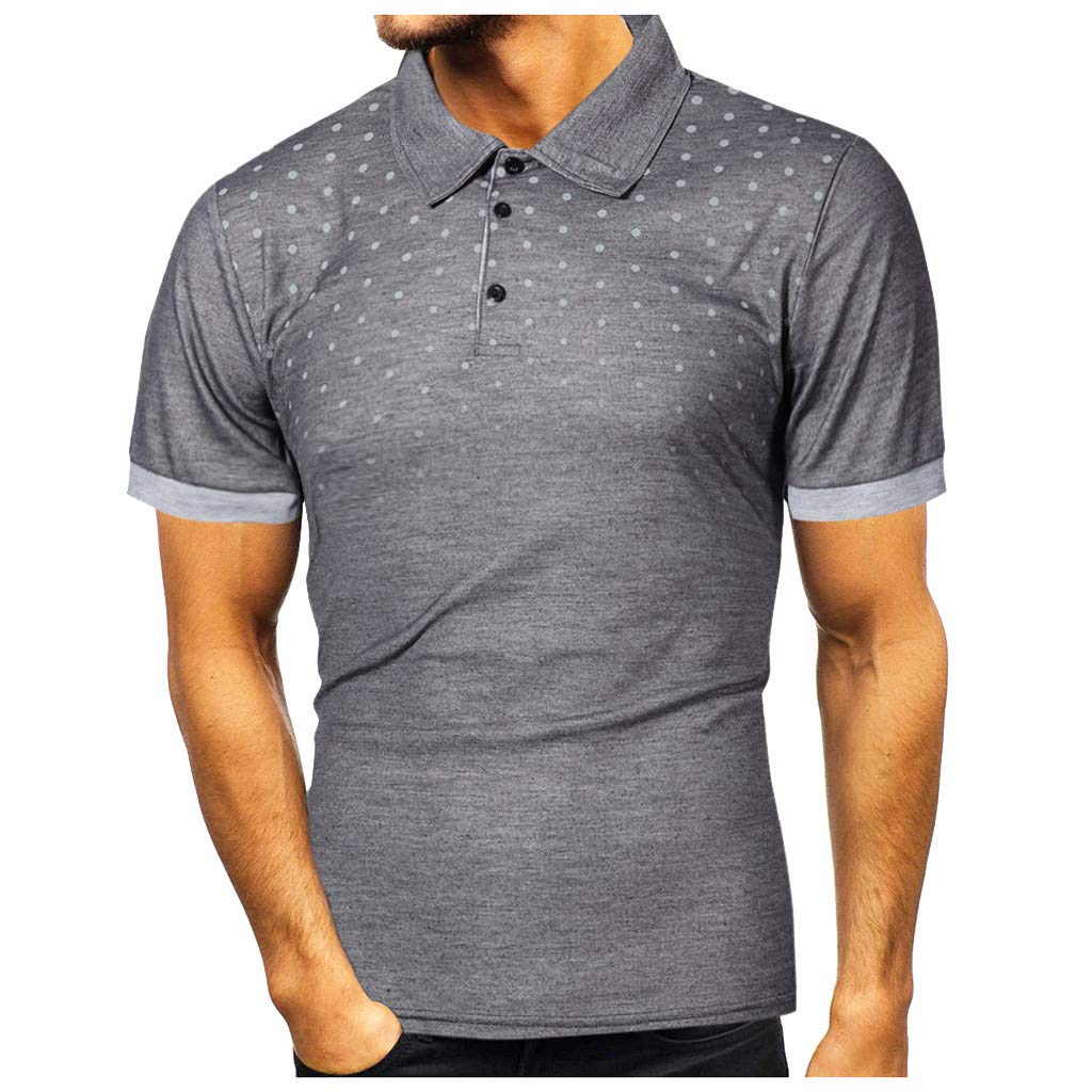 Men's Slim Fit Casual Short Sleeve Dress Shirt with Stylish Dot Print - Perfect for Office, Party & Summer Outings