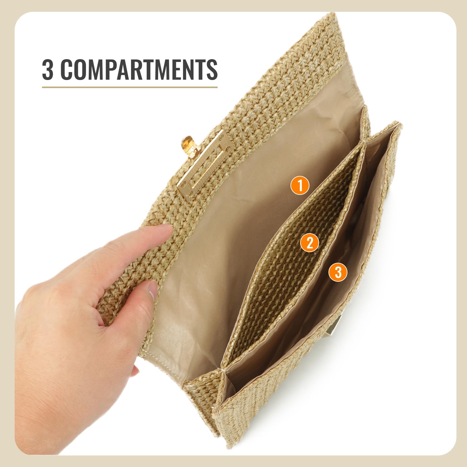 Women's Woven Straw Clutch Purse - Rattan Wicker Beach Bag for Summer, Weddings & Outdoor Events | Elegant Envelope Handbag for Parties, Vacations & Boho Fashion