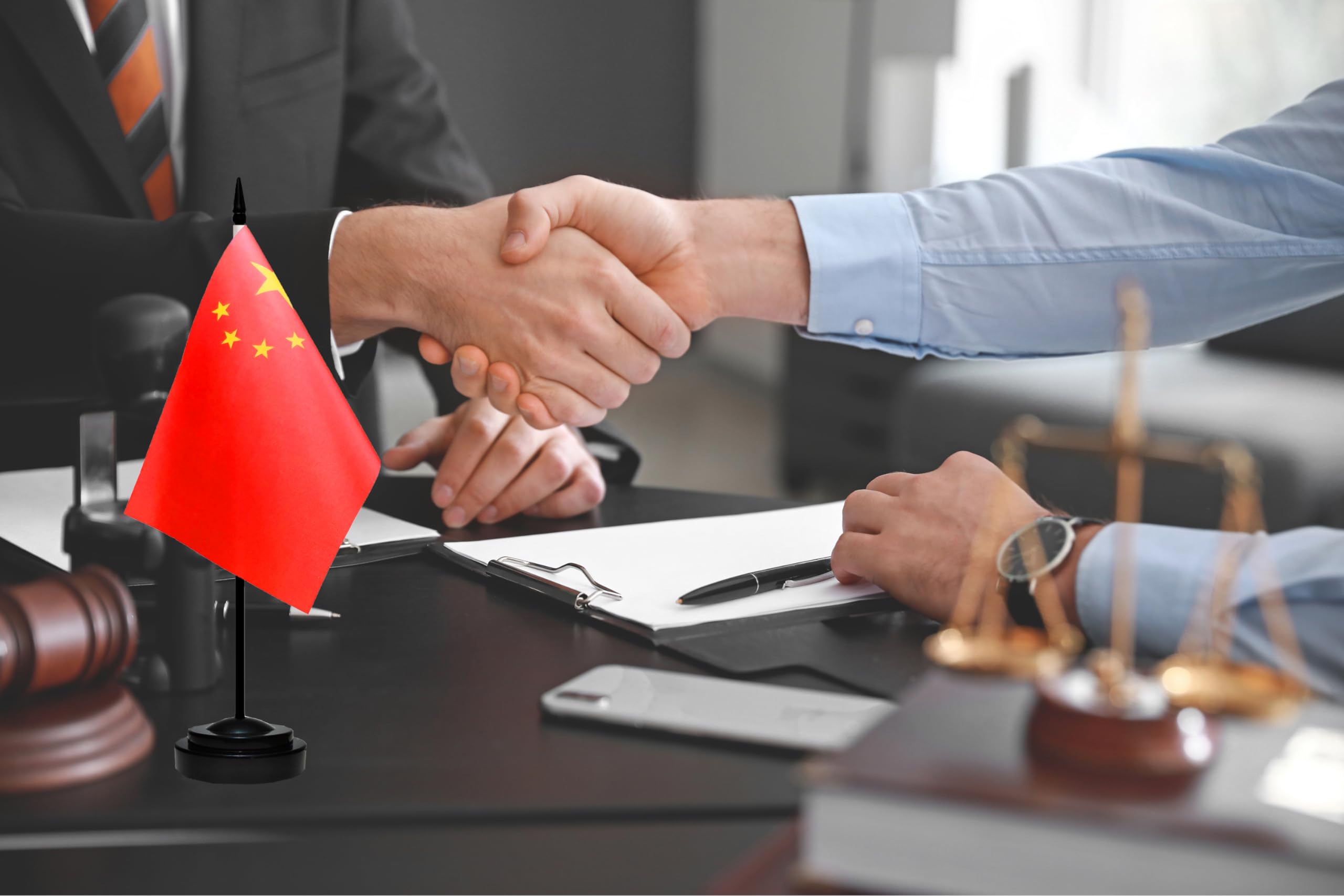 Mini China Chinese Desk Flag Set - 13