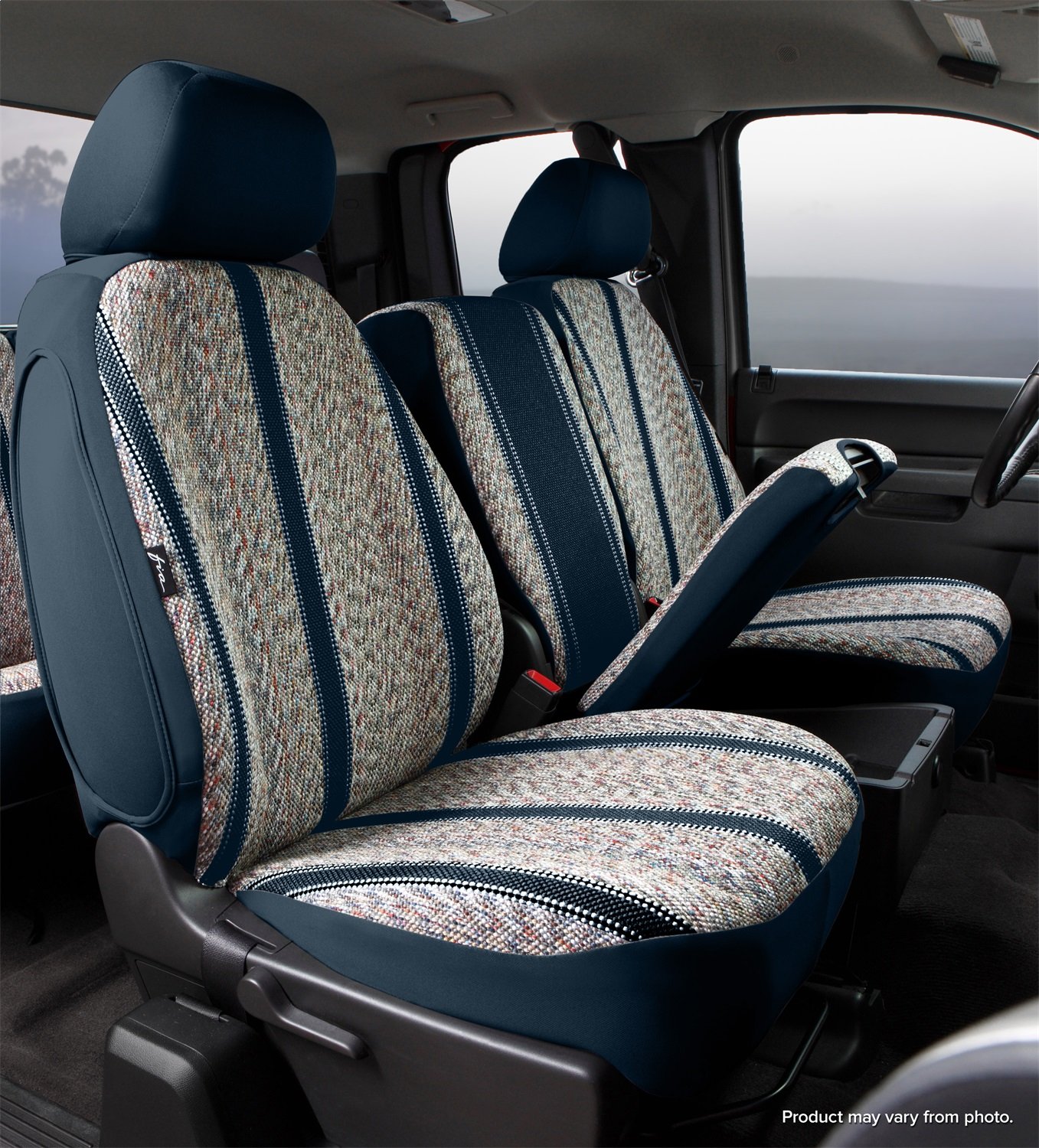 Fia TR48-23 Navy Custom Fit 40/20/40 Split Front Seat Cover - Saddle Blanket Design for Trucks & SUVs | Durable Protection & Stylish Upgrade for Driving Comfort
