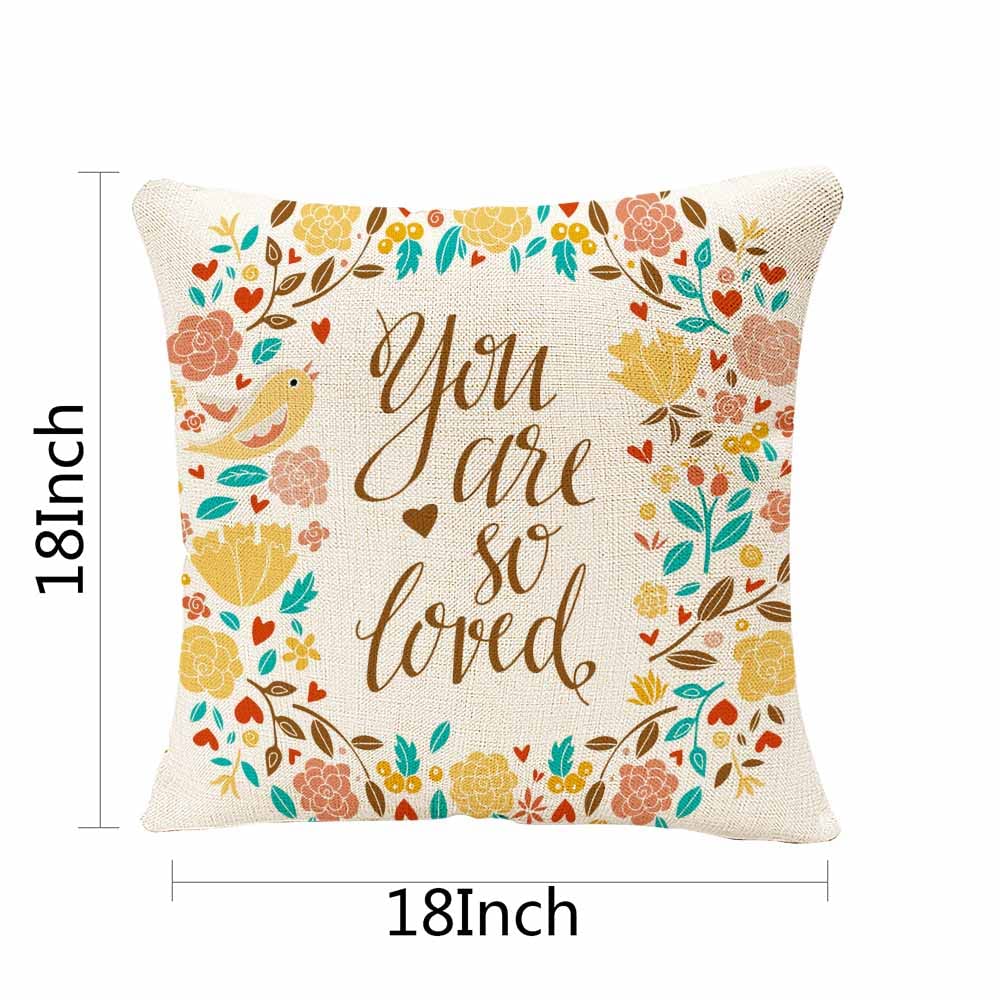 IBILIU 18x18 Inch Throw Pillow Covers - Cute Love Fish Floral Design Decorative Pillow Cases for Sofa, Bedroom & Living Room Home Decor