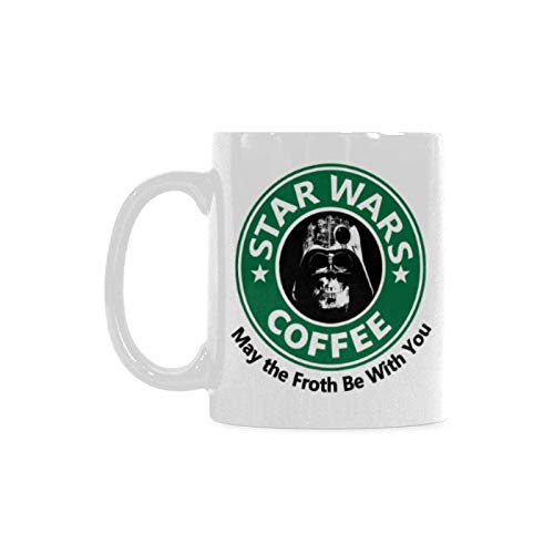 Funny Star Wars Inspired 'May The Froth Be With You' Ceramic Coffee Mug - 11oz Novelty Gift Cup for Coffee & Tea Lovers - Perfect for Office Use, Gag Gifts & Geeky Home Decor