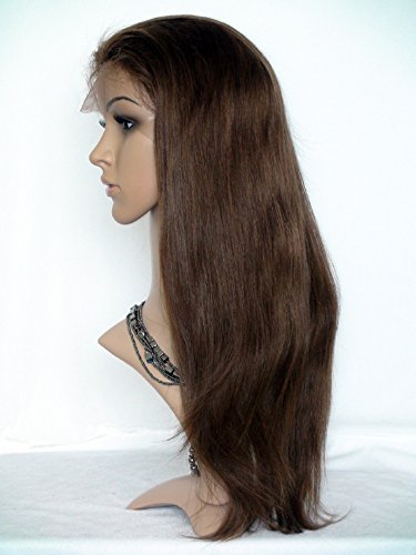 22-Inch Full Lace Human Hair Wig for Black Women - Malaysian Virgin Remy Hair, Natural Straight Style, Color #4 - Perfect for Daily Wear, Cosplay & Special Occasions