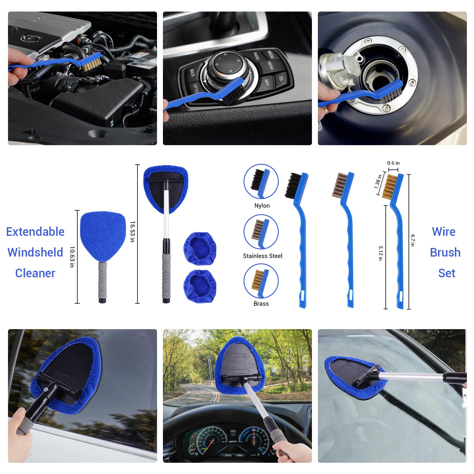 BIBIRE 26-Piece Car Detailing Brush Set - Premium Car Cleaning Kit with Detailing Brushes for Windshield, Interior, Exterior, Air Vents & Wheels - Perfect for Auto Detailing, Car Wash & Vehicle Maintenance