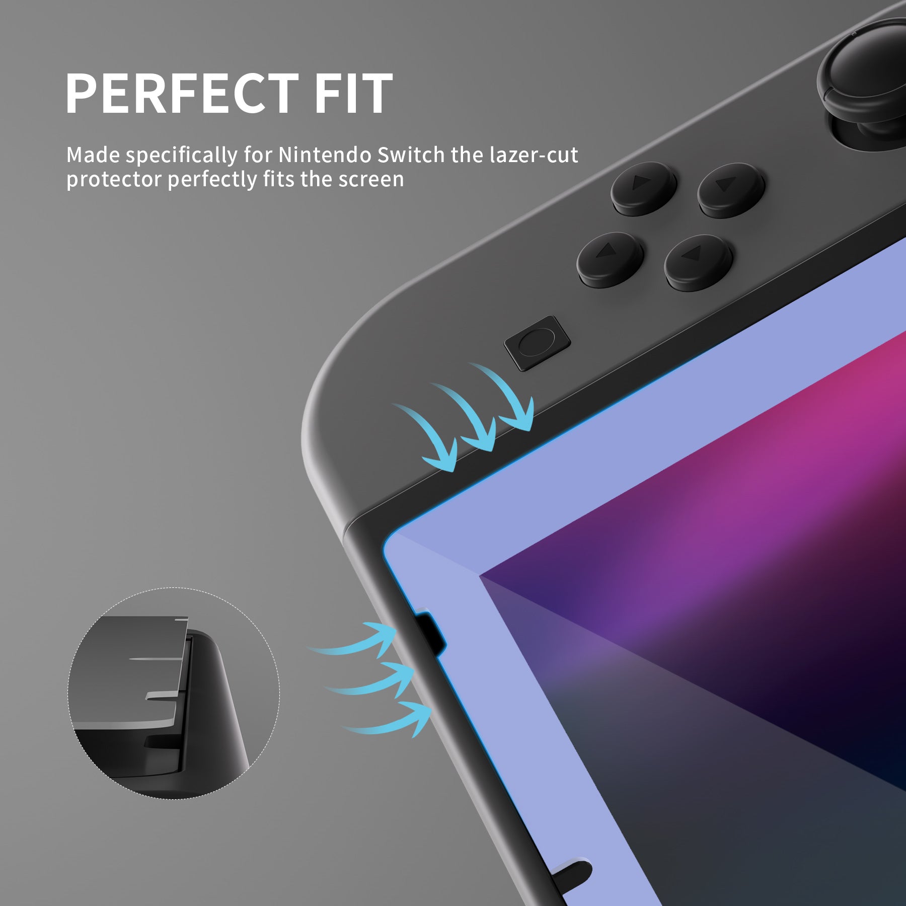 eXtremeRate 2 Pack HD Clear Tempered Glass Screen Protector for Nintendo Switch - Light Violet Border | Anti-Scratch & Bubble-Free | Perfect for Gaming & Travel Protection