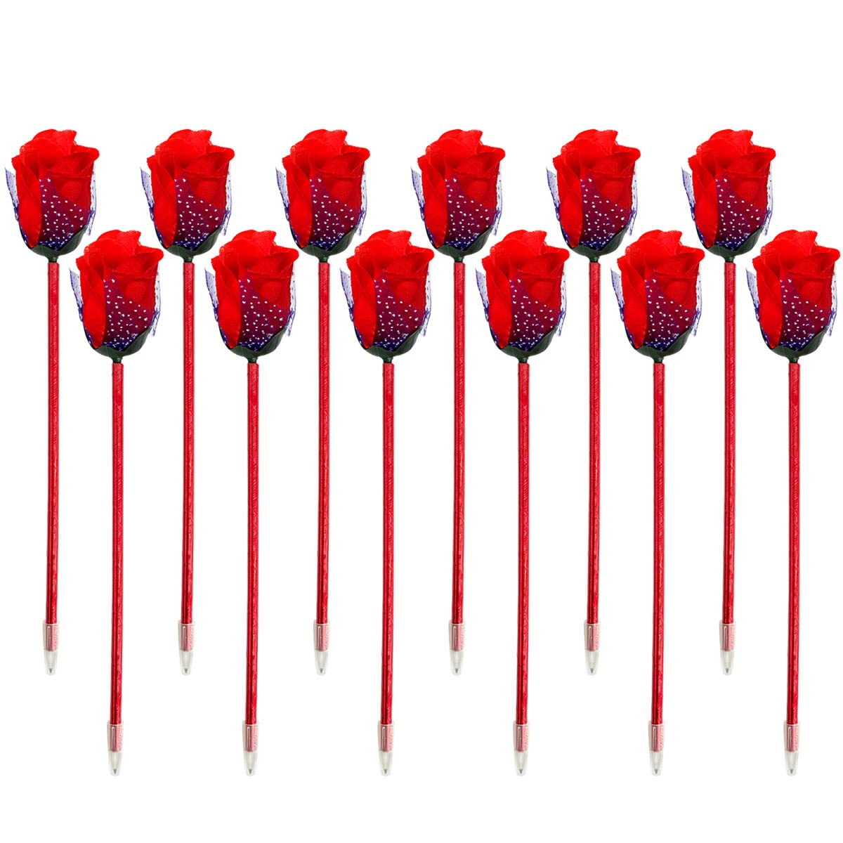 Allydrew Rose Flower Ballpoint Pens - 12 Pack Novelty Writing Pens for Office, School, Valentine's Day, Mother's Day Gifts & Party Favors - Perfect for Journals, Note Taking, Gift Giving & Special Occasions