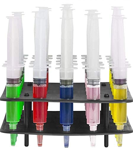 Jello Shot Syringe Tray & Rack Stand - Lightweight Durable Plastic Holder for 1.5oz Syringes (25 Capacity) - Perfect for Halloween Parties, Drinking Games & Holiday Celebrations