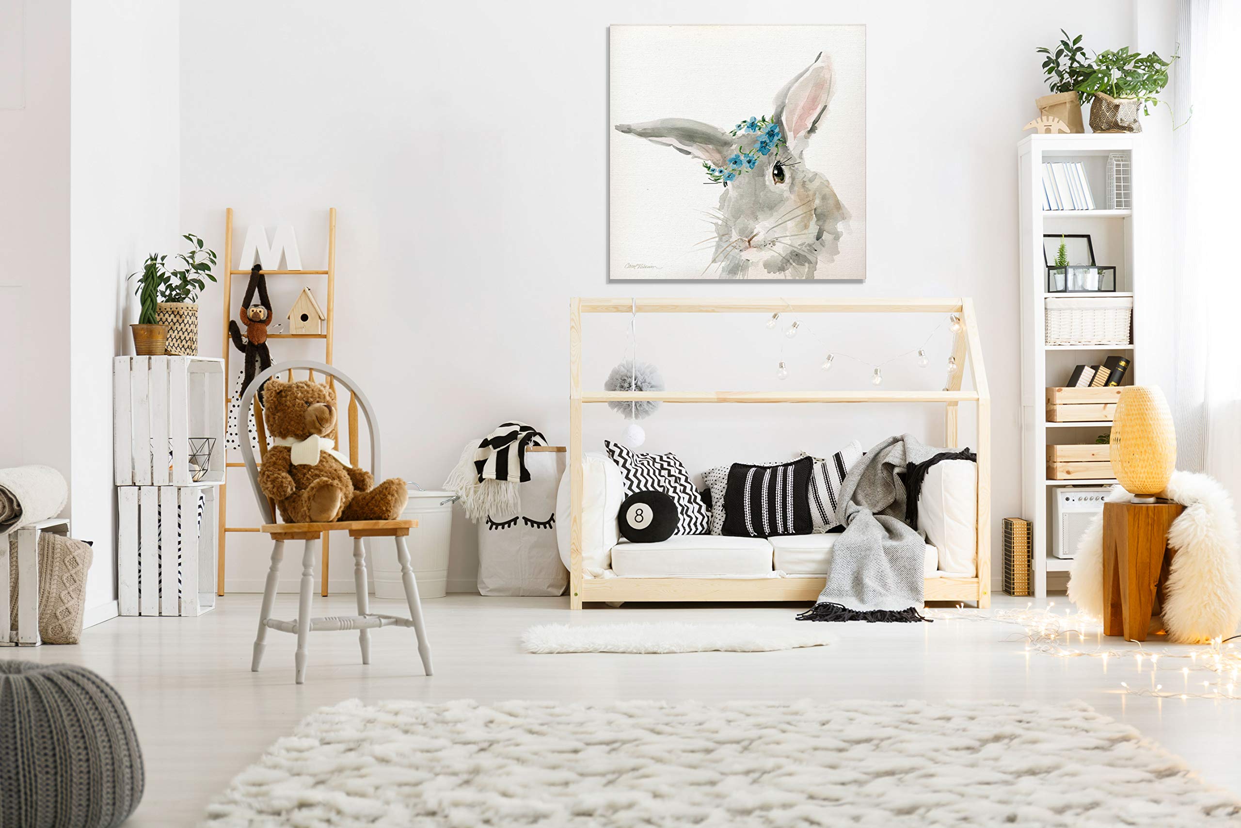 Glamour Girls Rabbit Wall Art - 16x16 Inch Nursery Decor, Kids Room & Playroom Animal Print - Perfect for Baby Shower Gifts & Children's Bedroom Decoration