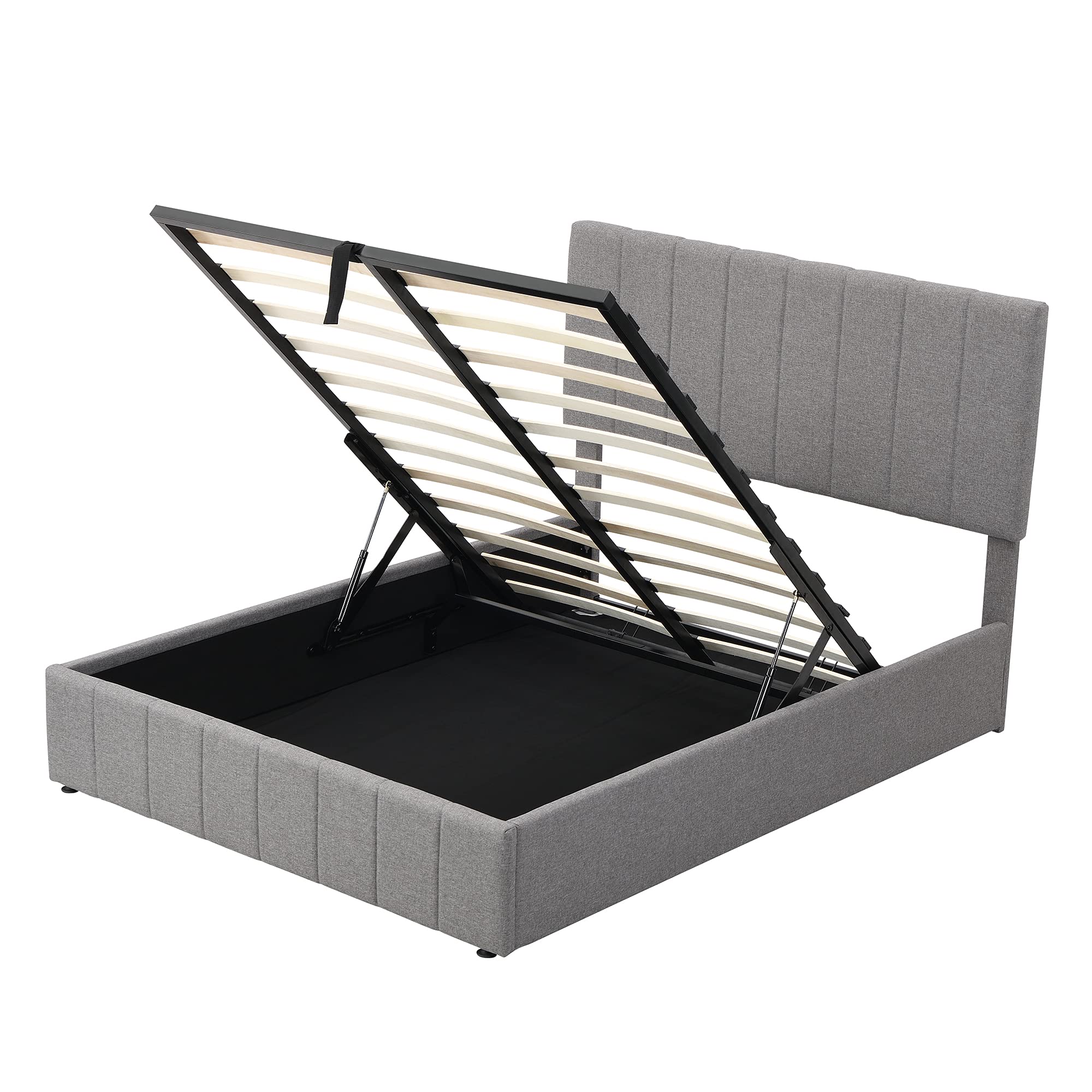 Harper & Bright Designs Full Size Upholstered Lift-Up Storage Bed with Tufted Headboard - Wooden Platform Bed Frame with Underbed Storage for Kids, Teens & Adults - Perfect for Small Bedrooms, Guest Rooms & Dorm Rooms (Full Size, Gray)