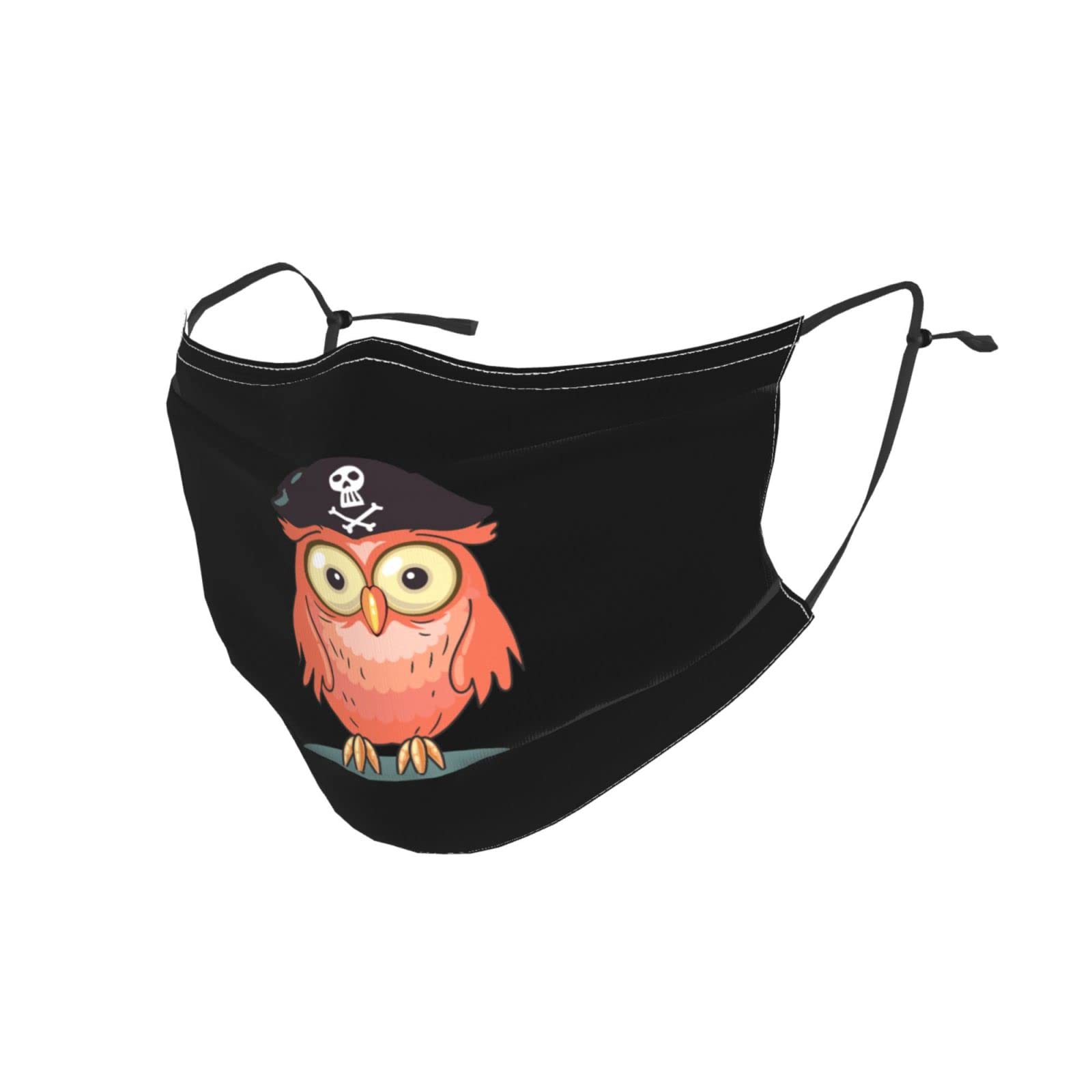 Reusable Adjustable Pirate Owl Face Mask with Filter - Cute Cartoon Design for Men, Women & Kids - Perfect for Halloween, Cosplay, and Themed Parties
