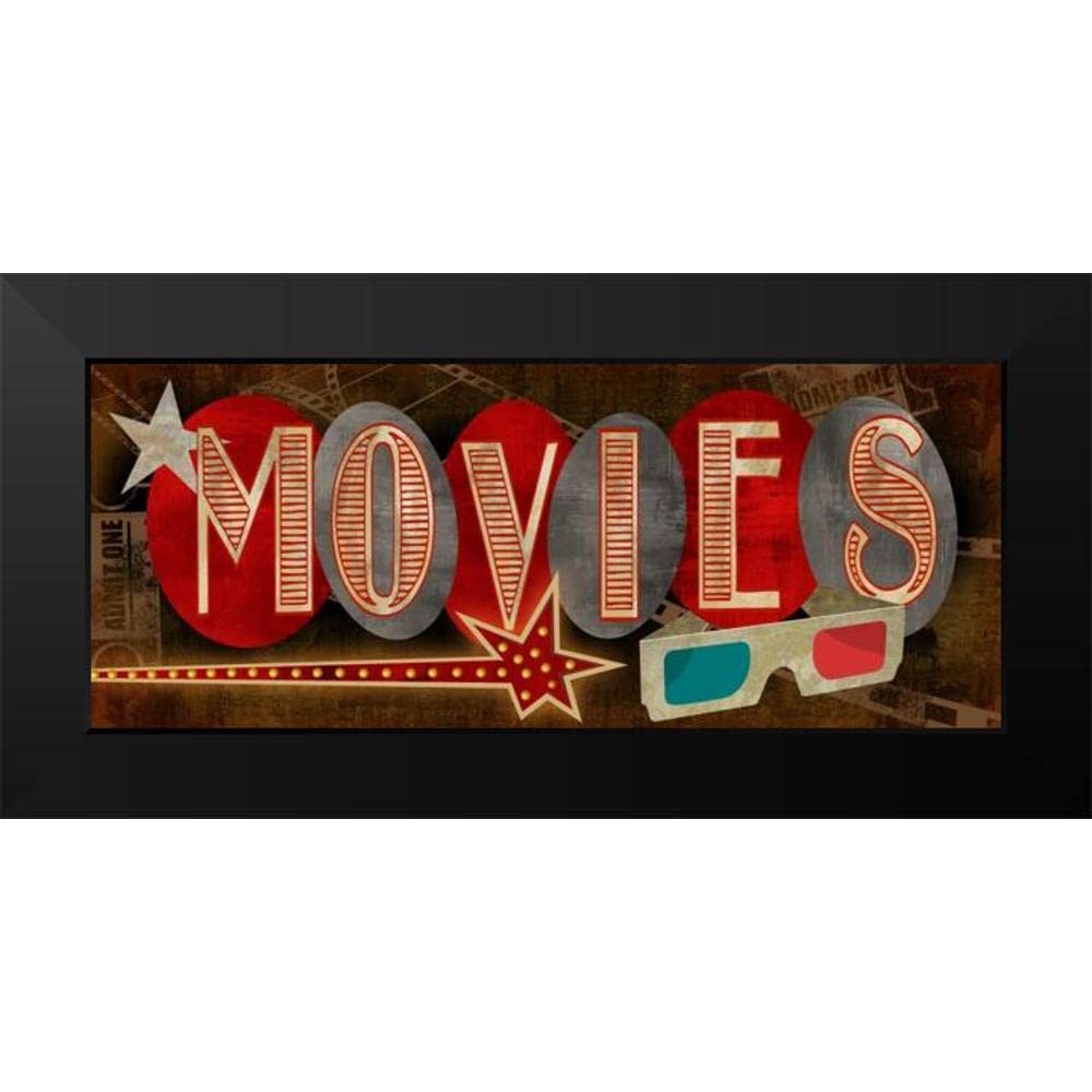 ArtDirect - Conrad Knutsen 18x10 Inch Black Modern Framed Wall Art Print 'Movies' - Perfect for Living Room, Bedroom & Office Decor