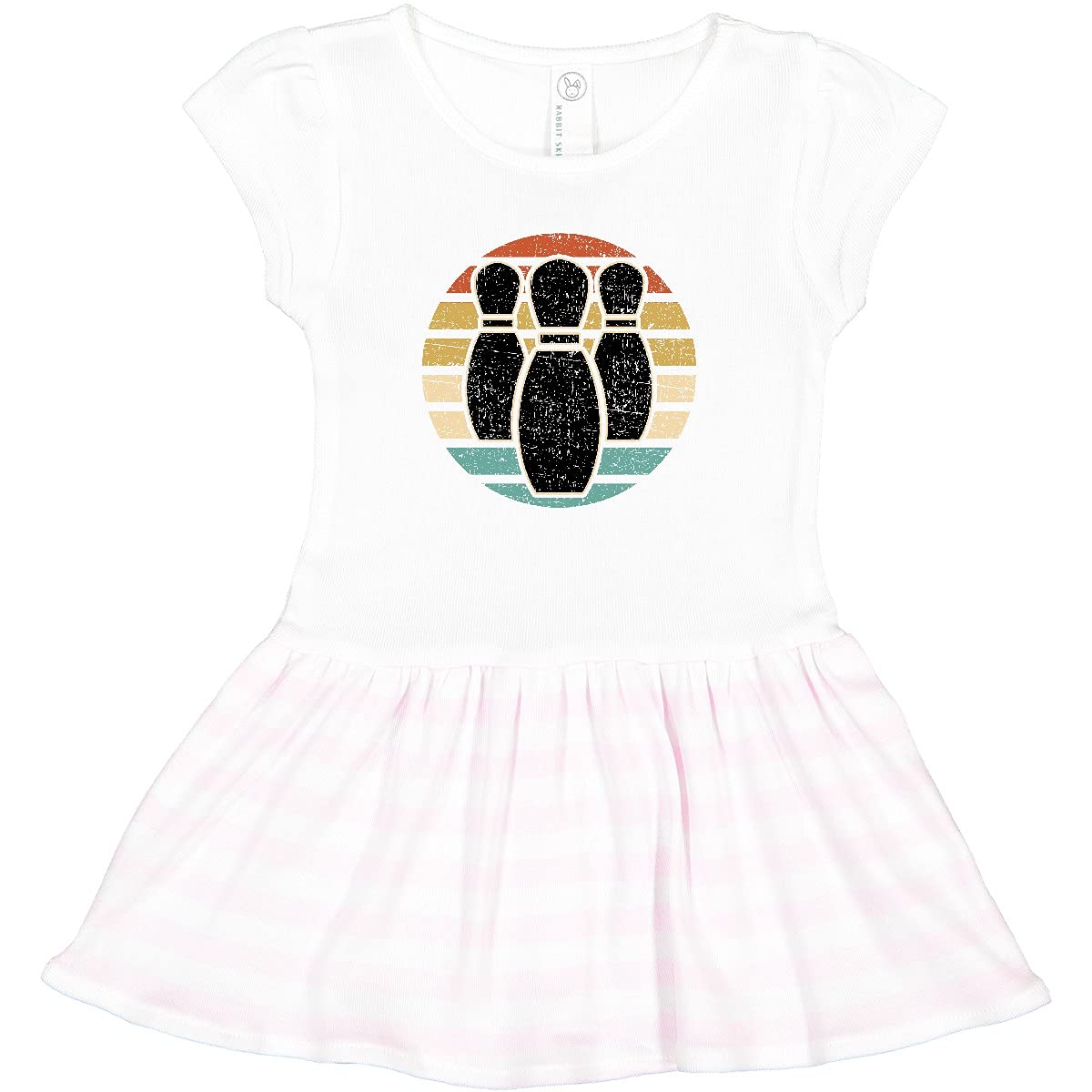 Inktastic Bowling Sunset Print Toddler Dress - Cute Bowler Silhouette & Bowling Pins Design for Baby Girls - Perfect for Bowling Parties, Family Outings & Casual Wear