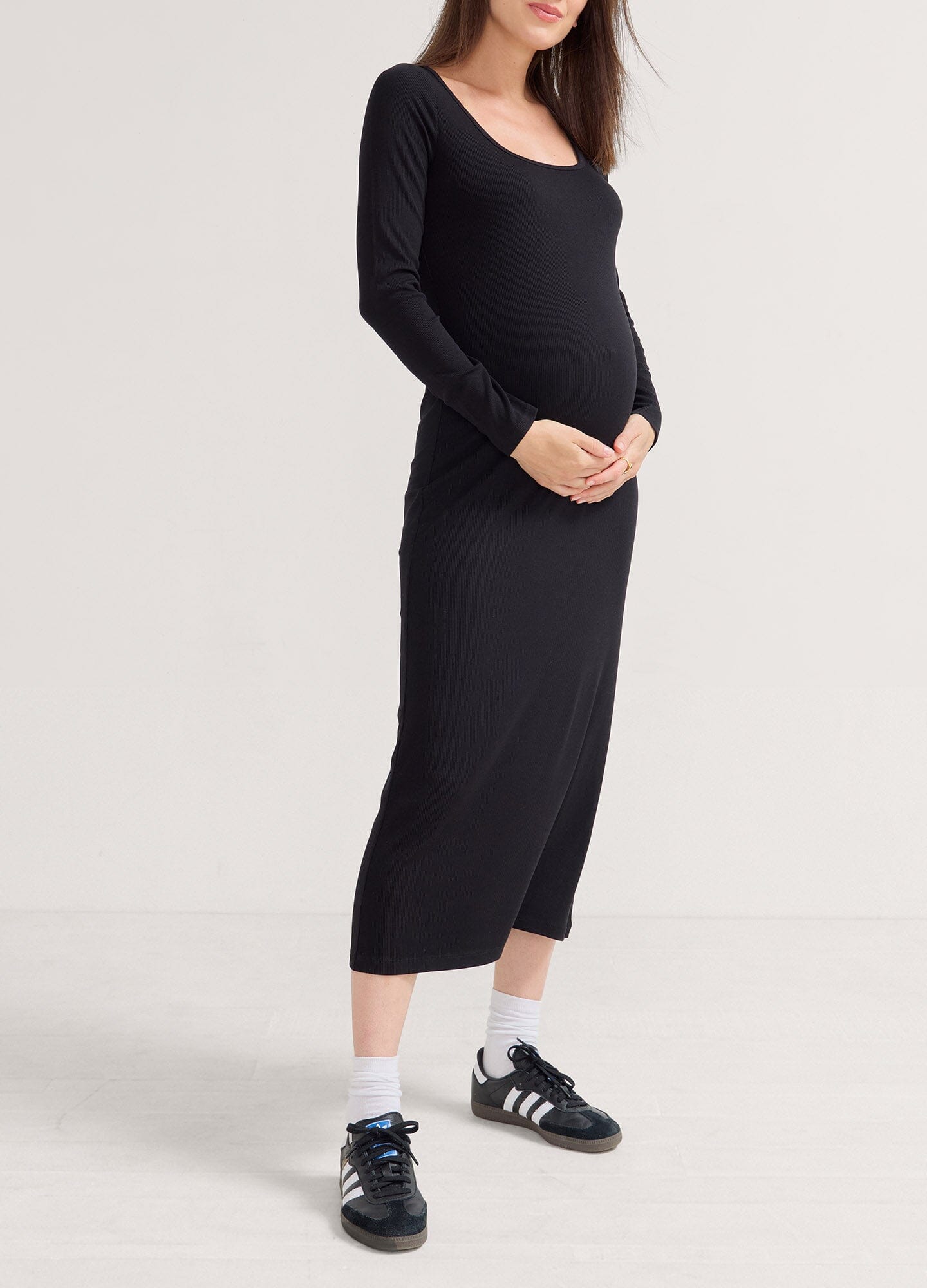 Long Sleeve Ribbed Knit Dress for Women - Stretchy Comfortable Bodycon Midi Dress for Casual Wear, Office, Date Night & Fall Outfits