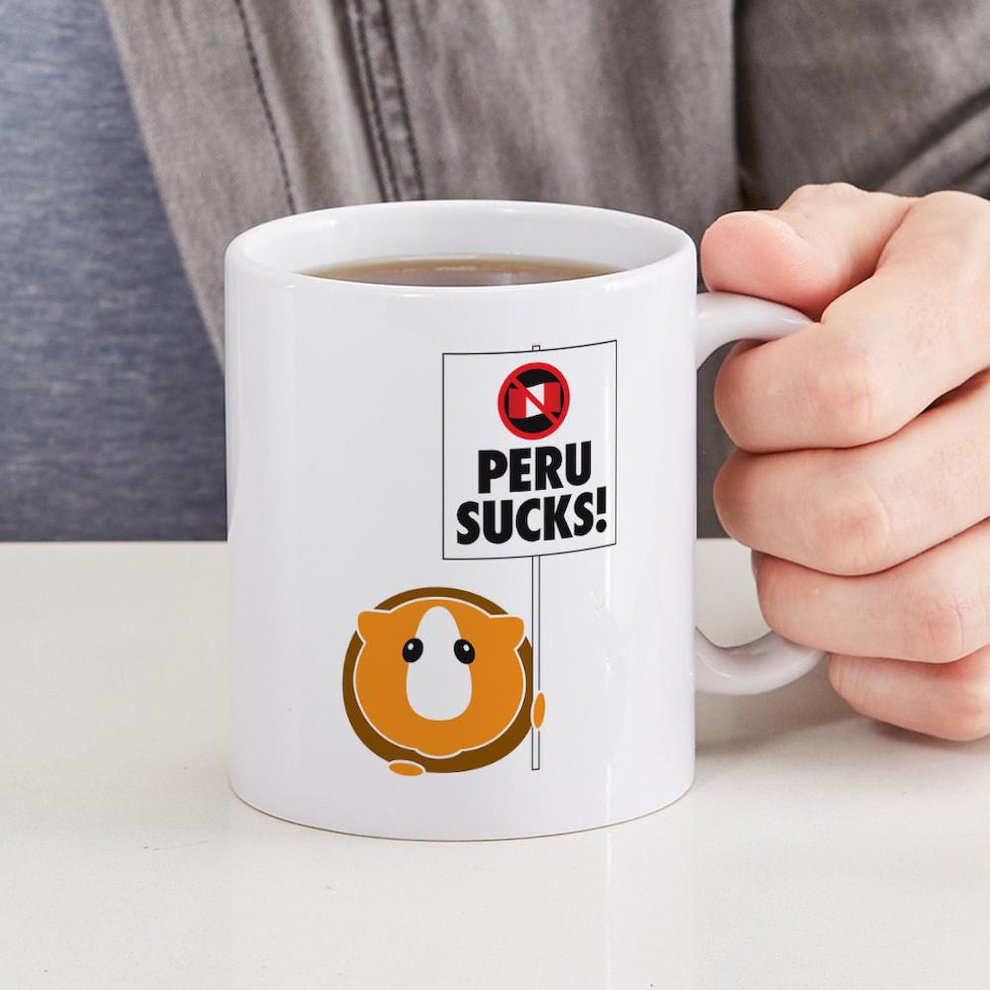 Peru Sucks 11 oz Ceramic Coffee Mug (325 ml) - Funny Travel Gift for Peru Lovers, Perfect for Coffee, Tea & Hot Drinks at Home or Office
