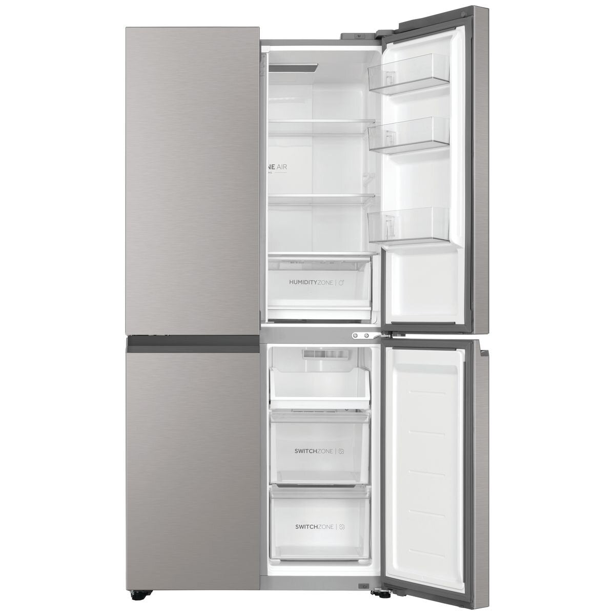 Haier 463L Quad Door Refrigerator in Satina Silver | HRF530YS | Energy Efficient French Door Fridge with Spacious Storage for Large Families & Entertaining