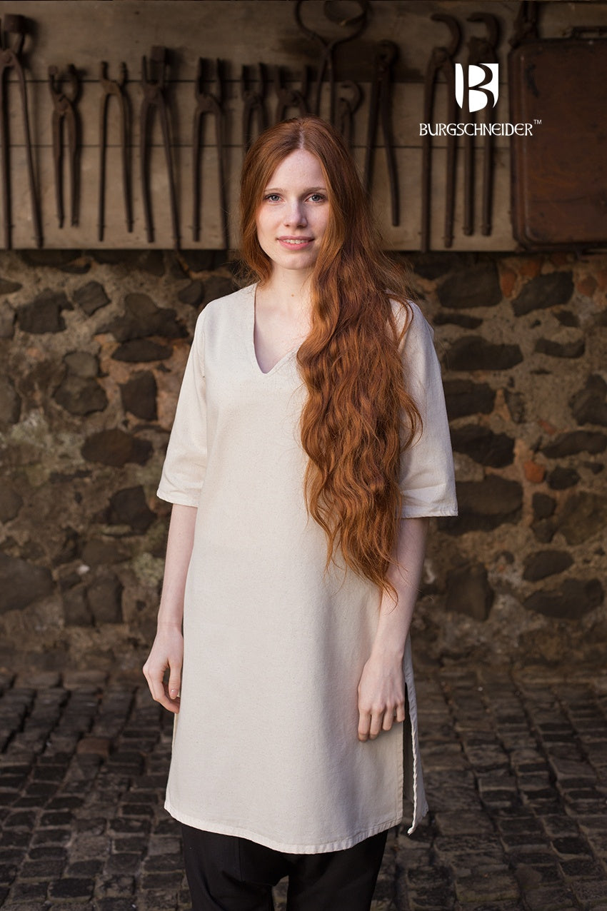 Viking Under Tunic - Lagertha Style Natural Linen Tunic for Cosplay, LARP & Medieval Reenactment