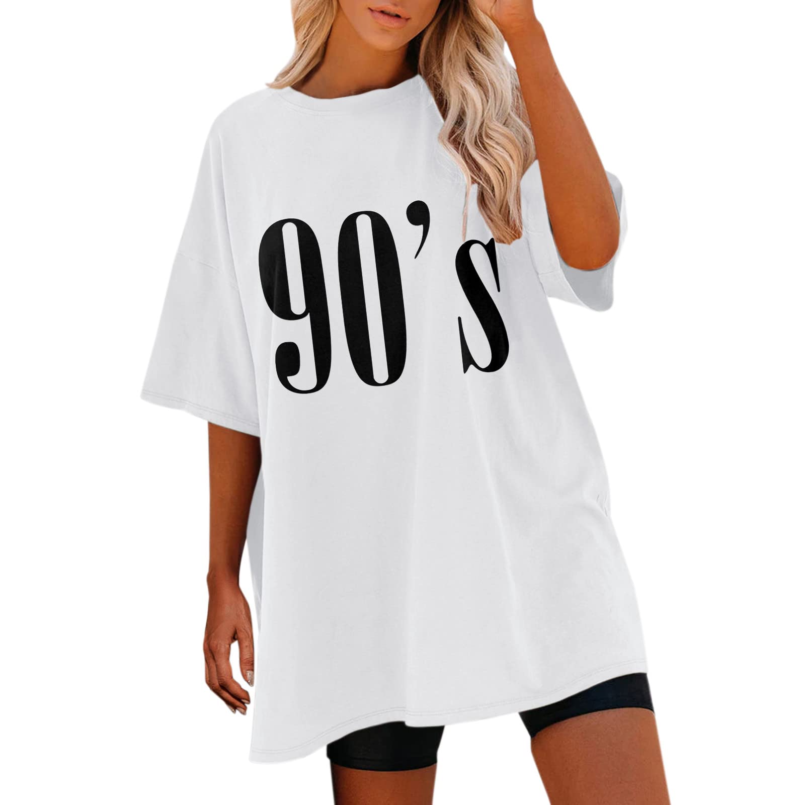 Funny Graphic Tees for Women - Oversized Short Sleeve T-Shirt with Sun and Moon Design - Casual Summer Top for Streetwear, Parties & Everyday Wear