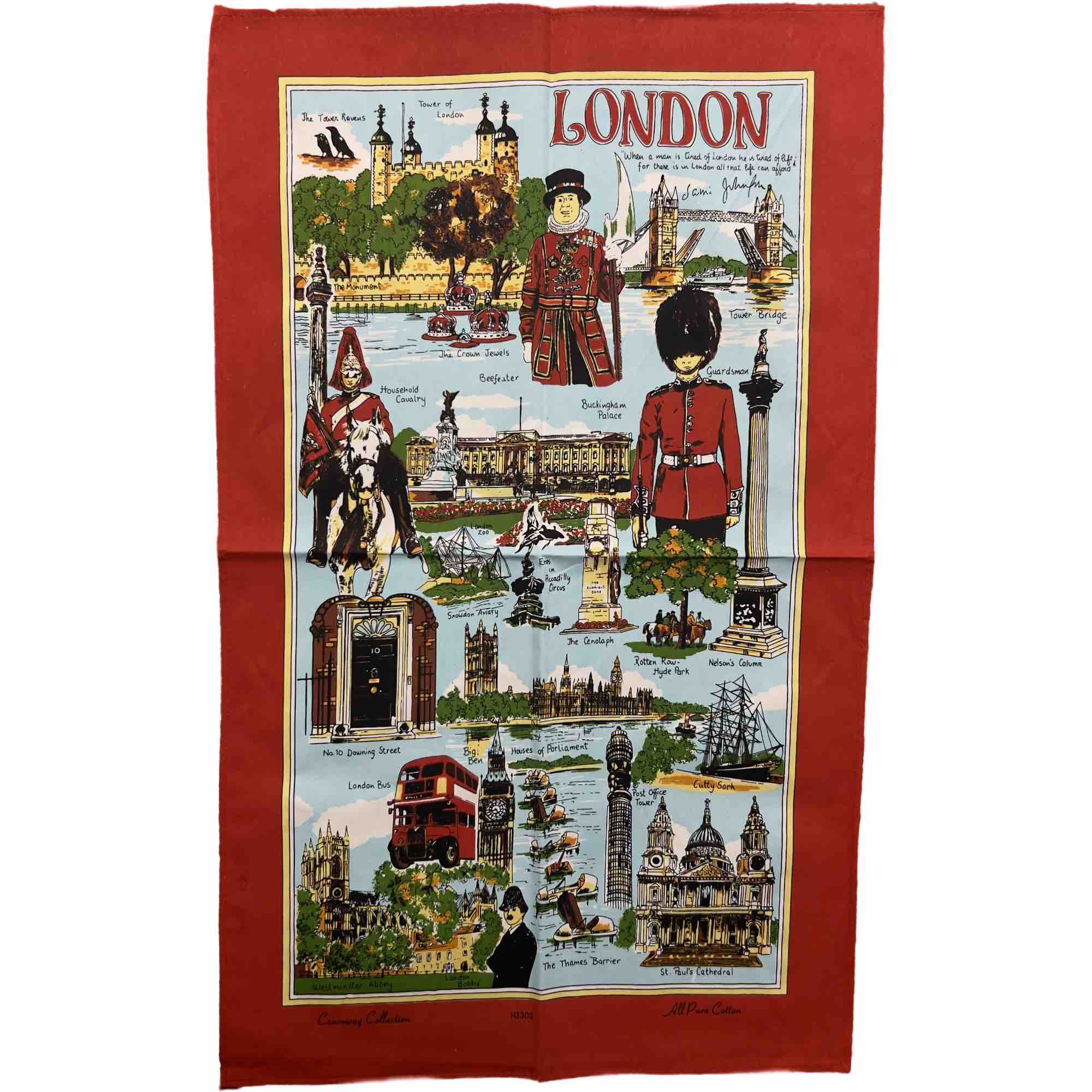 Premium London Cotton Tea Towel - Soft & Absorbent Blue Kitchen Towel for Dishes, Cleaning & Decor | Dish Drying, Counter Wiping, Hand Towel, Home Decor