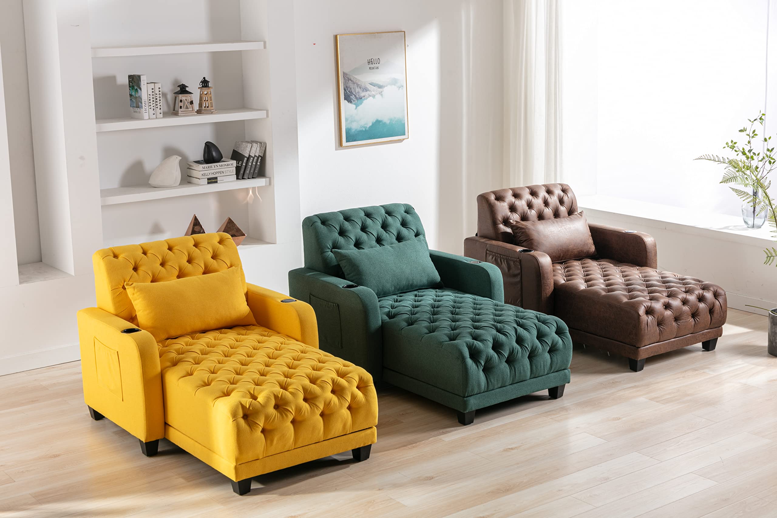 3-in-1 Multi-Functional Recliner Chair Bed with Adjustable Backrest - Convertible Sofa Bed for Living Room, Apartment & Office - Modern Breathable Design for Relaxation, Napping & Small Space Living