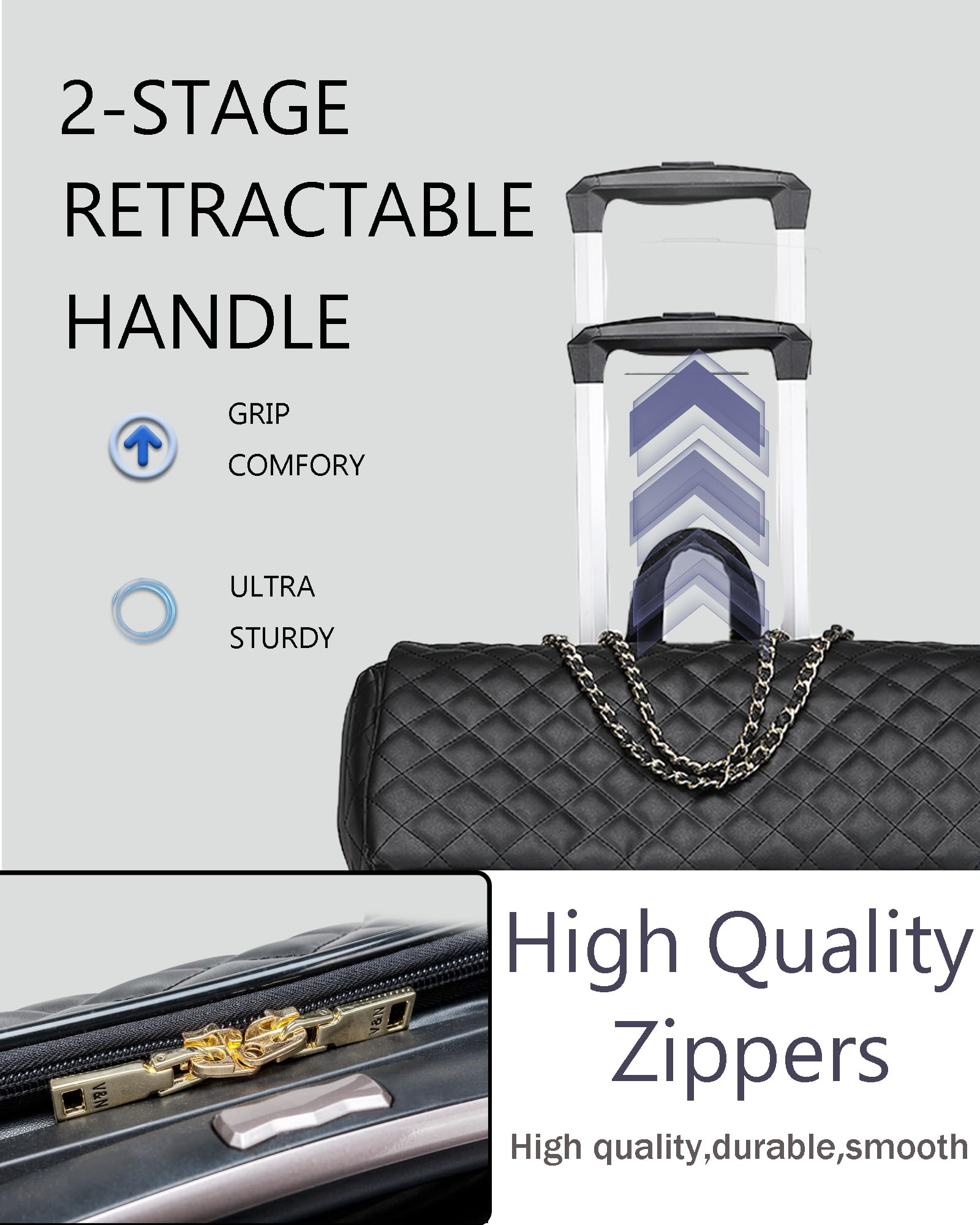 VH&GRED 18-Inch Carry On Luggage - Lightweight Trolley Suitcase with Universal Wheels, Fashion Travel Bag for Women (Perfect for Air Travel & Weekend Getaways)