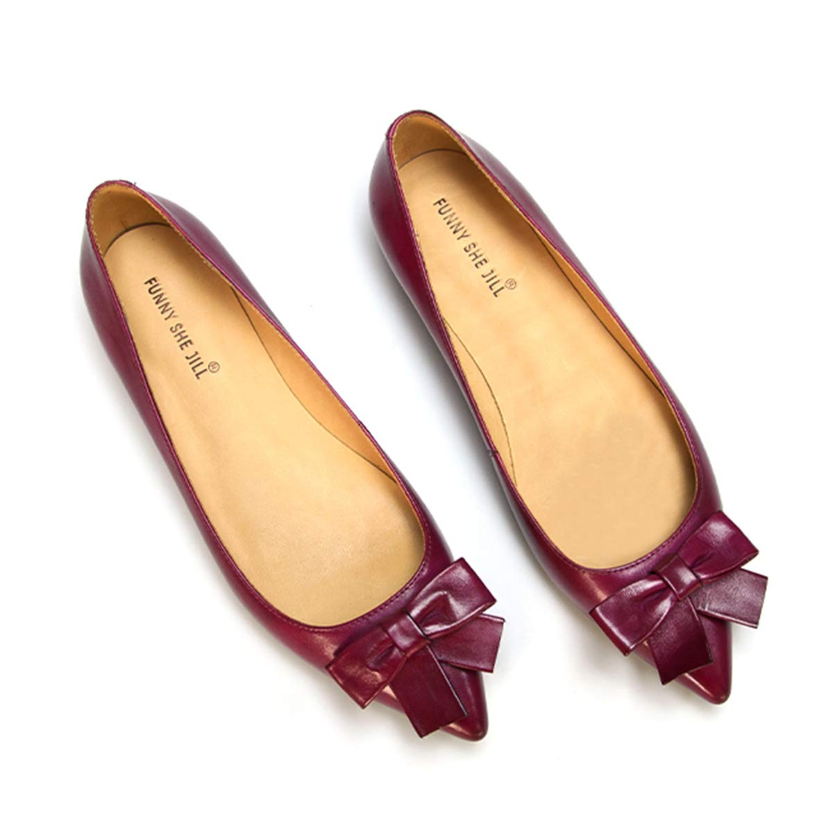 FSJ Women's Pointed Toe Flat Loafers - Comfortable Slip-On Bowknot Pumps with Block Low Heel for Office, Work & Business Casual Outfits | Perfect for Professional Wear, Daily Commute & Formal Occasions