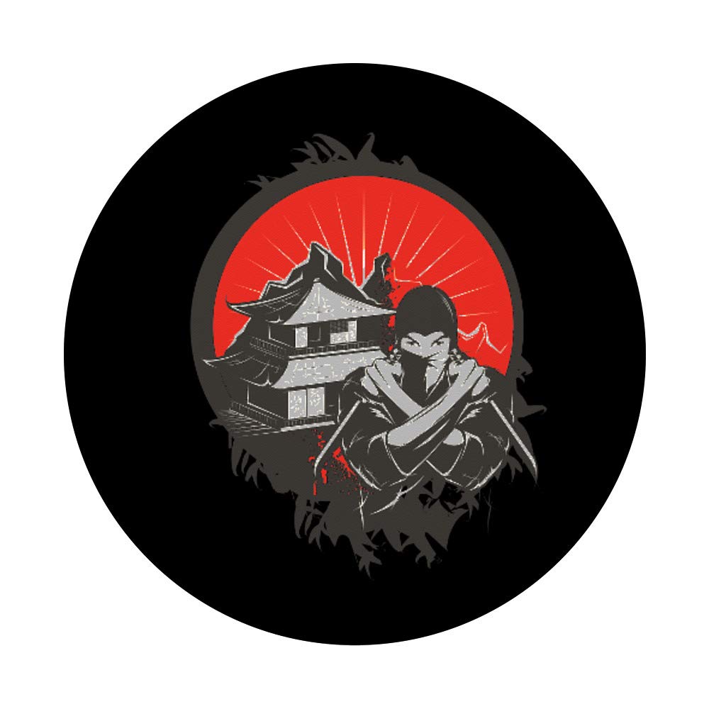Ninja Secret Assassin - Ancient Asian Legend Graphic Art PopSockets Phone Grip & Stand for iPhone, Samsung, Tablets - Perfect for Gaming, Work & Travel
