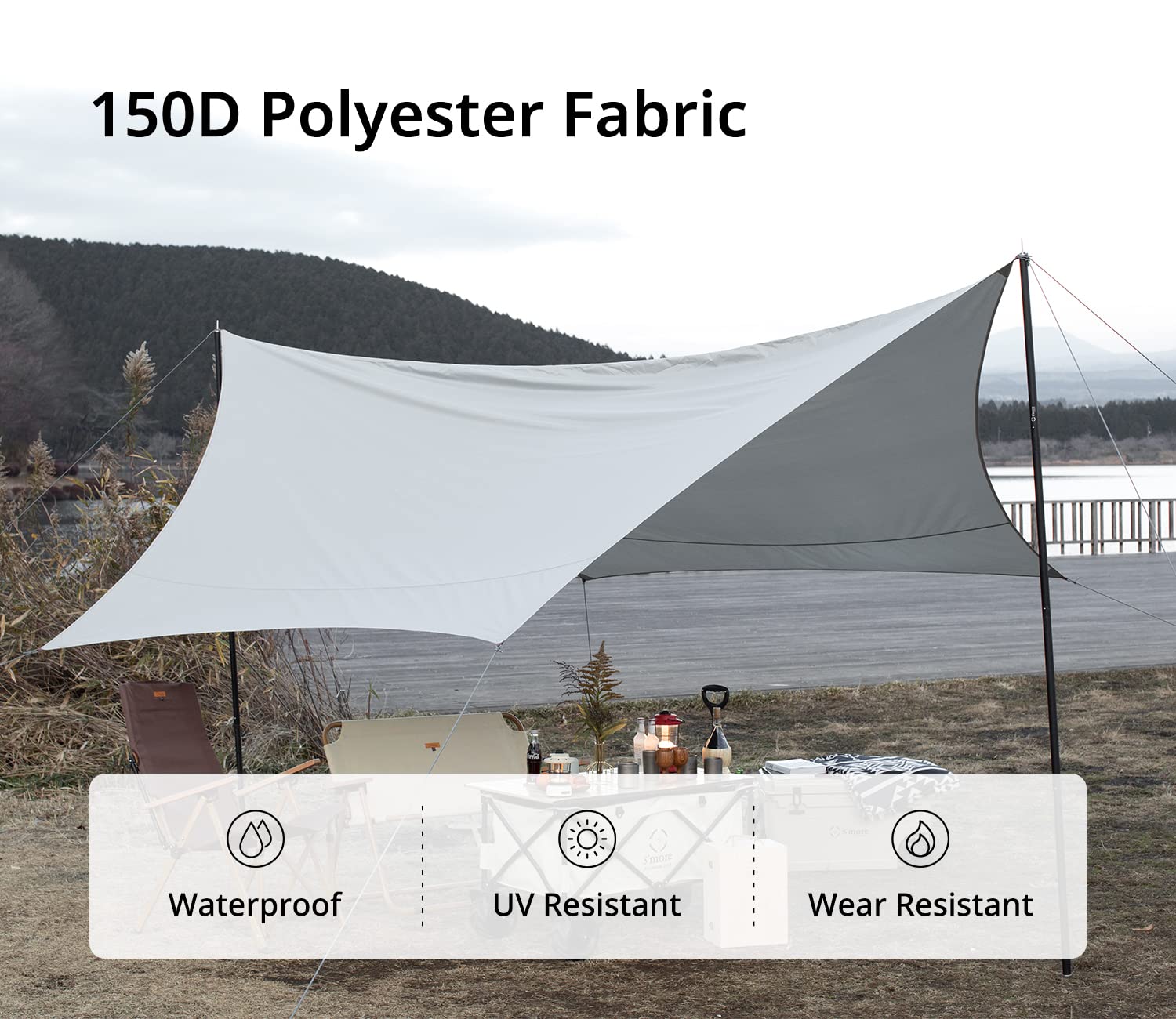 Waterproof Camping Tarp 330 - Heavy Duty Rain Fly for Tents, Hiking & Outdoor Activities - Perfect for Camping, Backpacking, and Front Porch Shelter